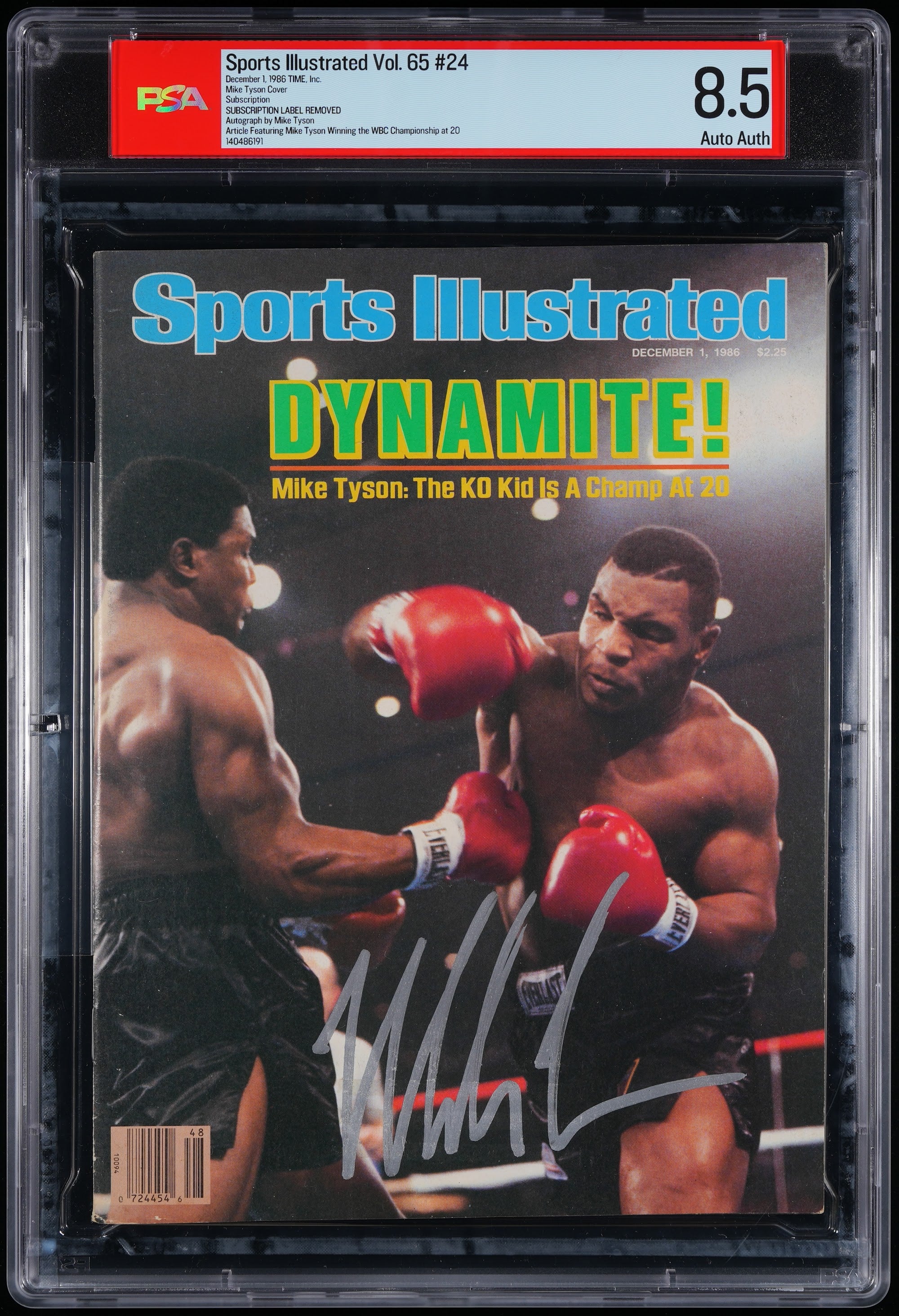 1986 Mike Tyson Winning WBC Sports Illustrated Autographed – PSA 8.5