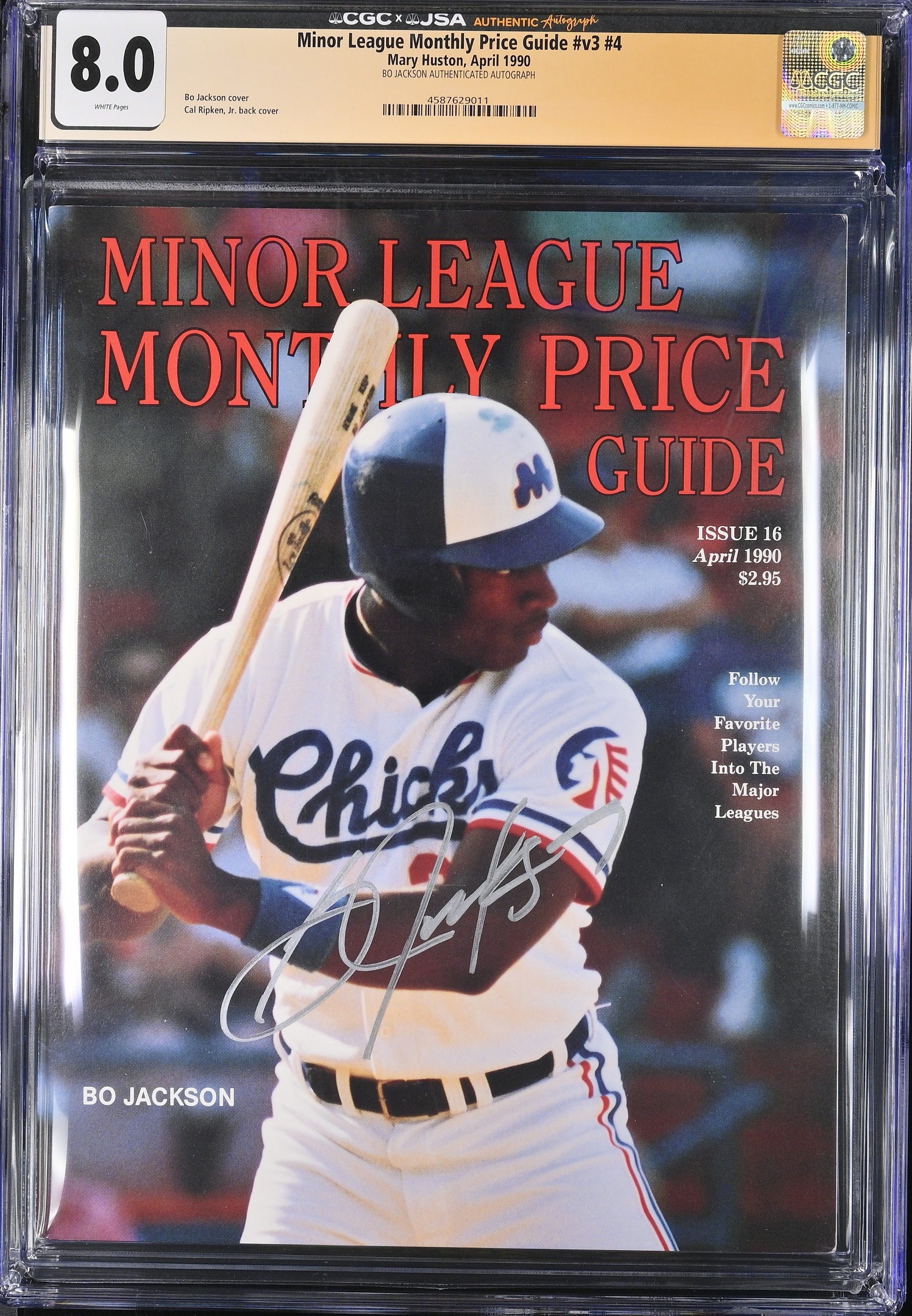 1990 Bo Jackson Minor League Monthly Autographed – CGC 8