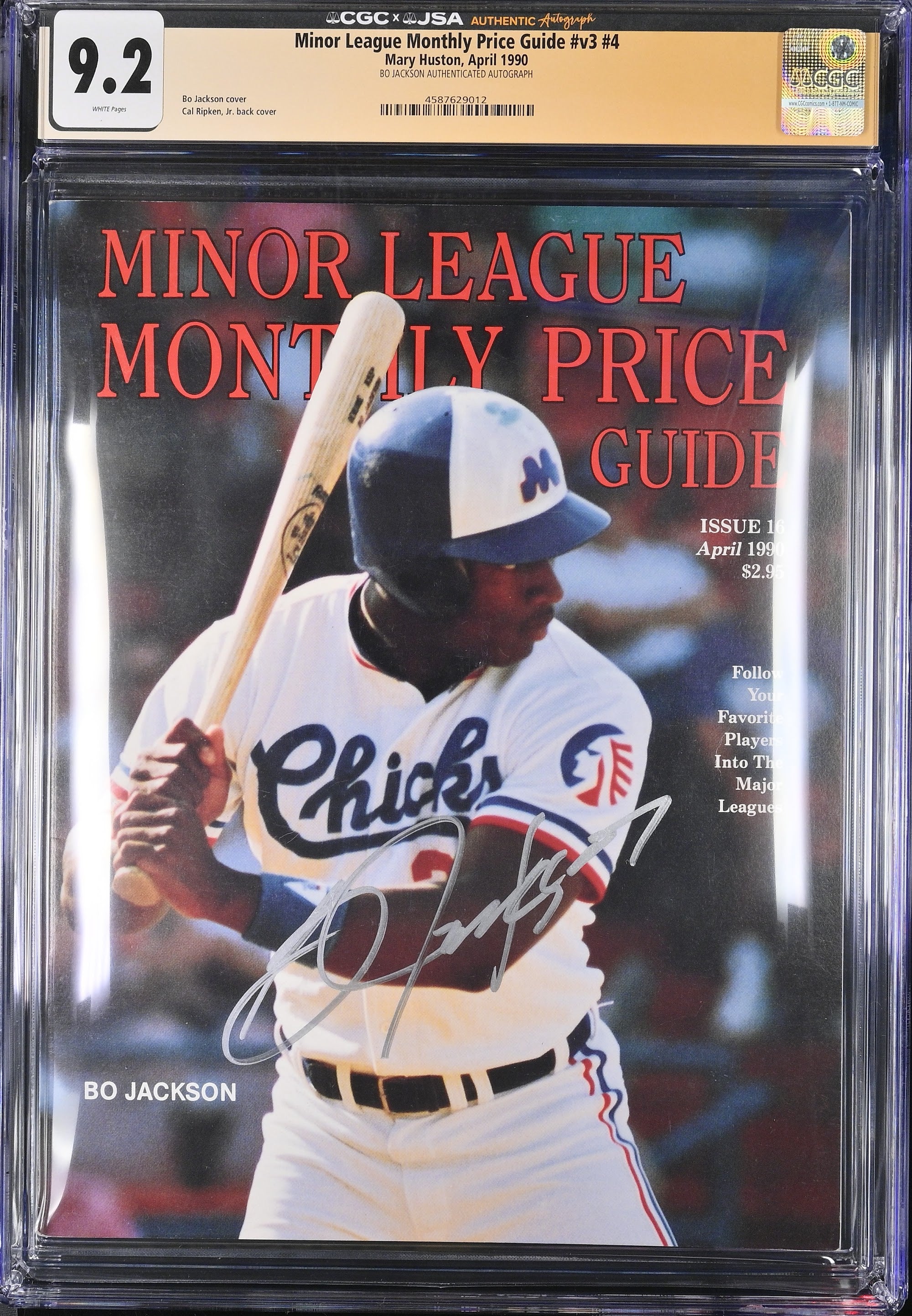 1990 Bo Jackson Minor League Monthly Autographed Top Pop – CGC 9.2