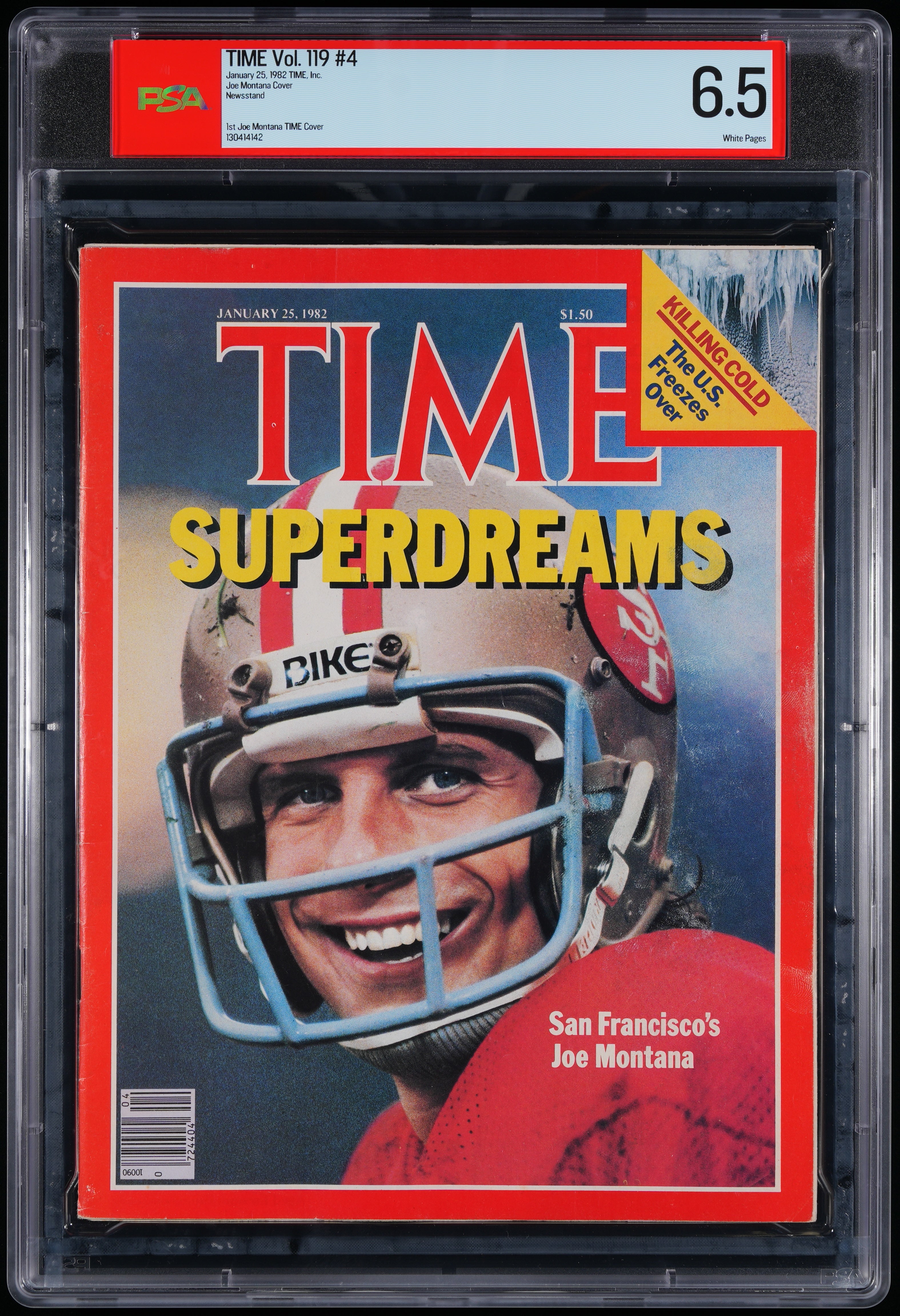 1982 Joe Montana Time 1st Cover Top Pop – PSA 6.5 Newsstand
