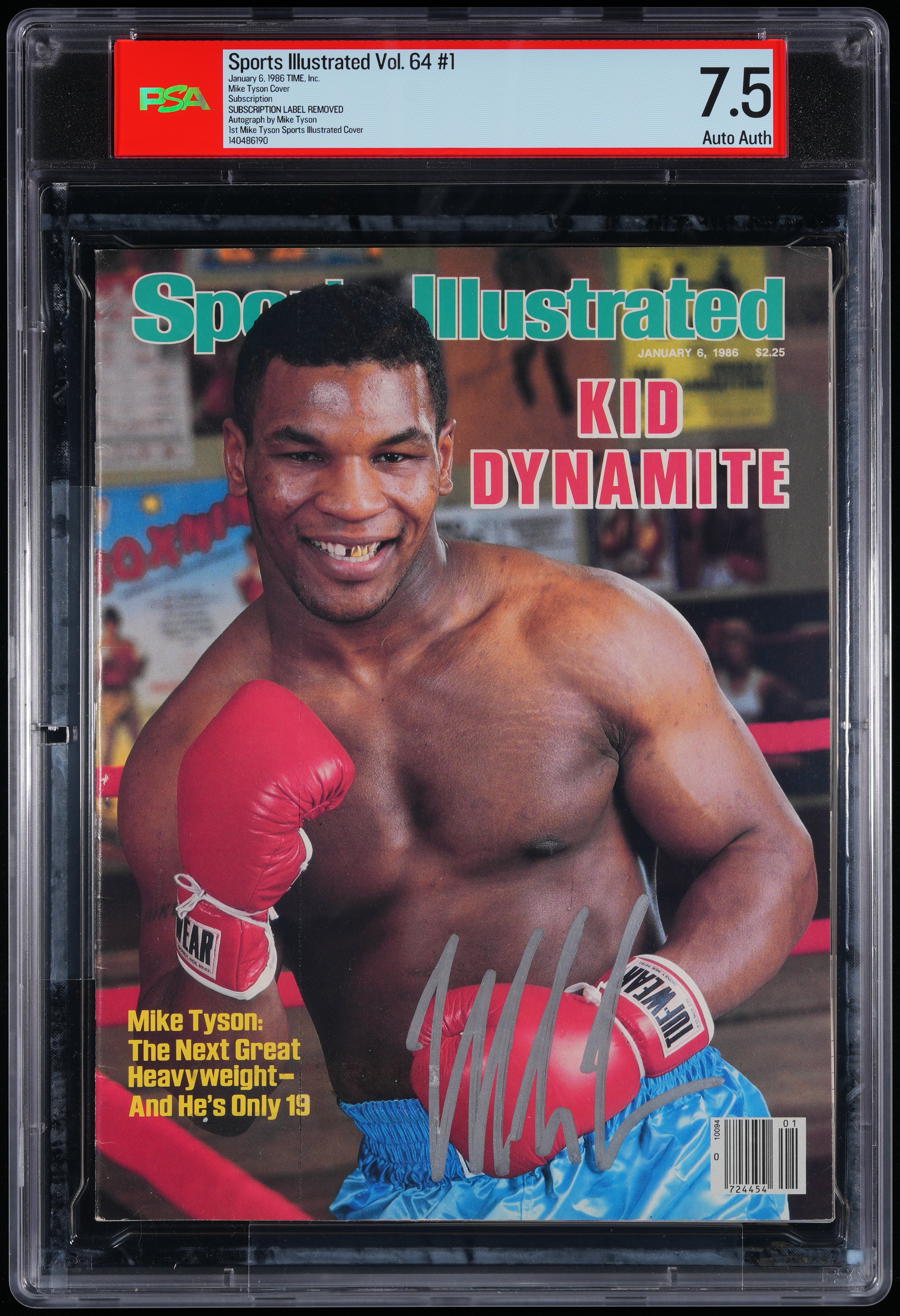 1986 Mike Tyson Sports Illustrated 1st Cover Autographed – PSA 7.5