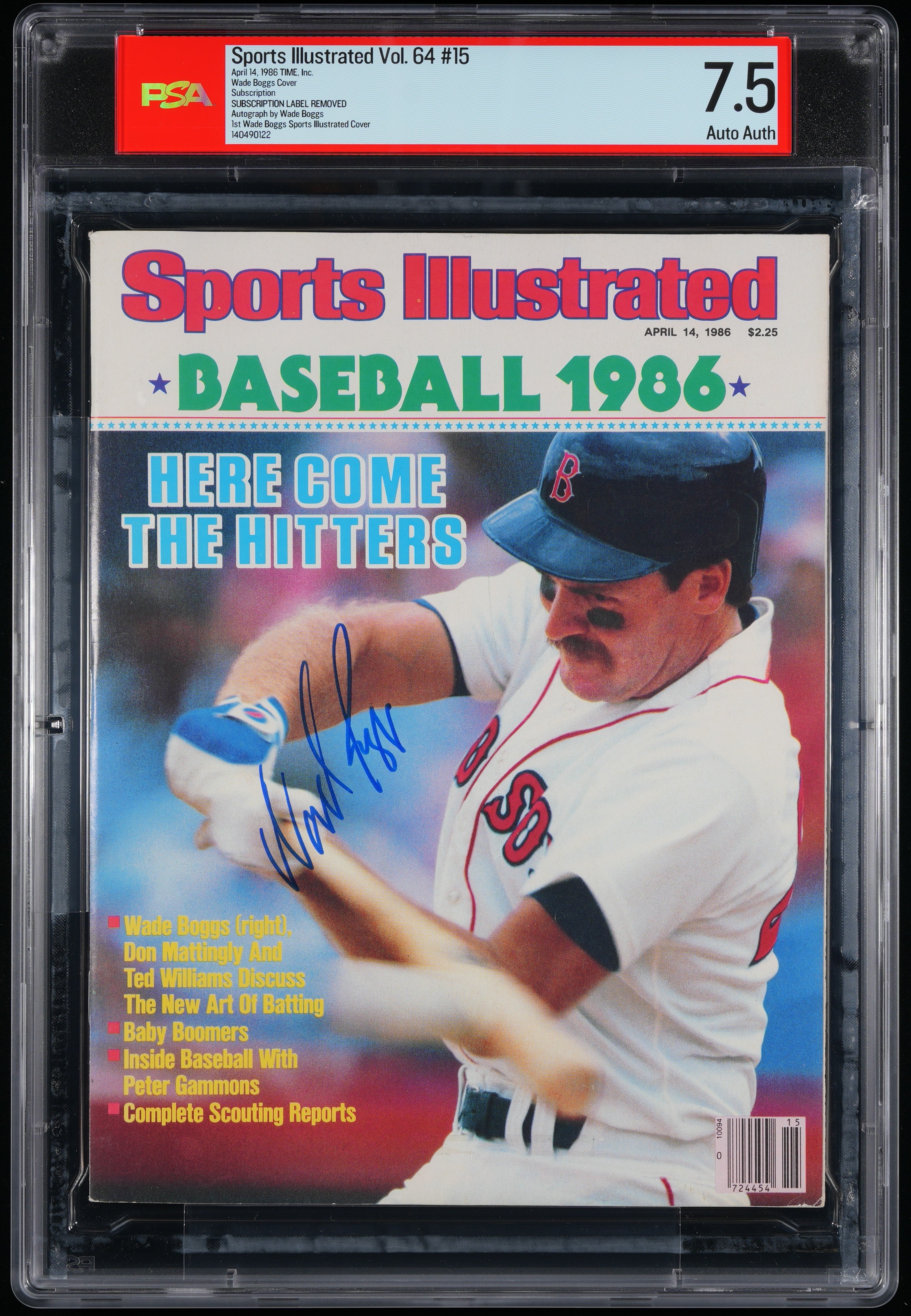 1986 Wade Boggs Sports Illustrated 1st Cover Autographed – PSA 7.5 Subscription
