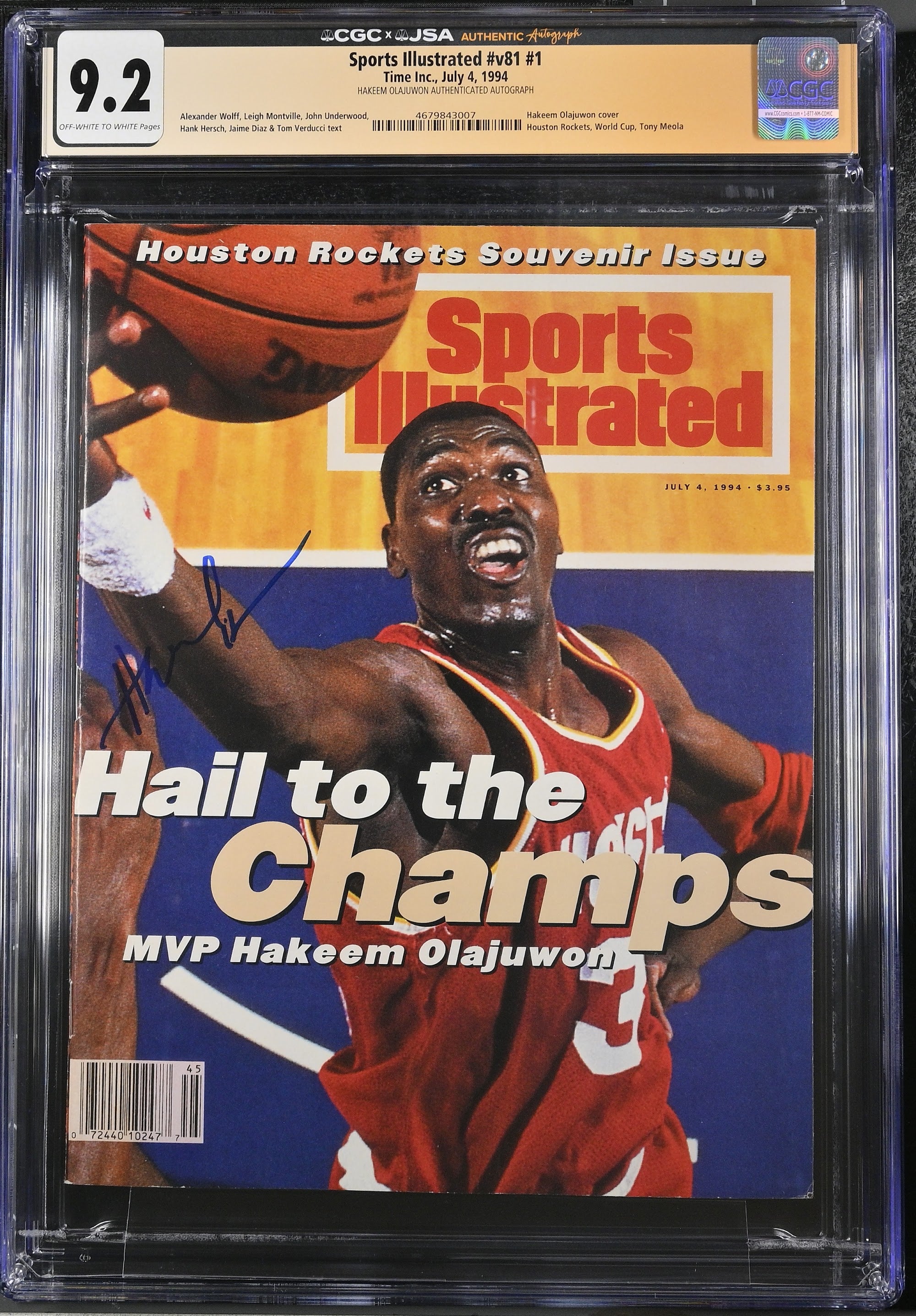 1994 Hakeem Olajuwon Sports Illustrated Autographed – CGC 9.2 Newsstand