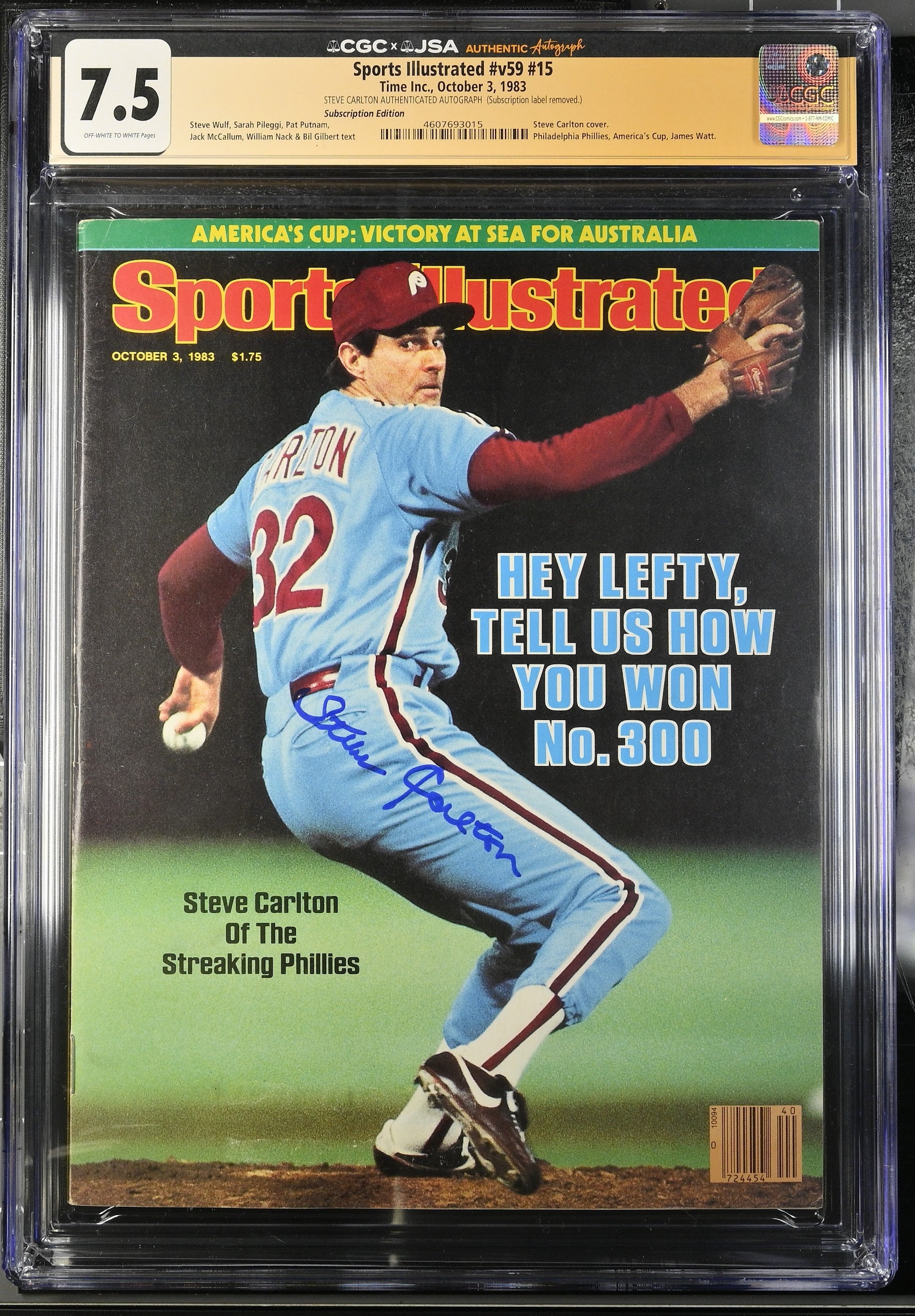 1983 Steve Carlton Sports Illustrated Autographed – CGC 7.5