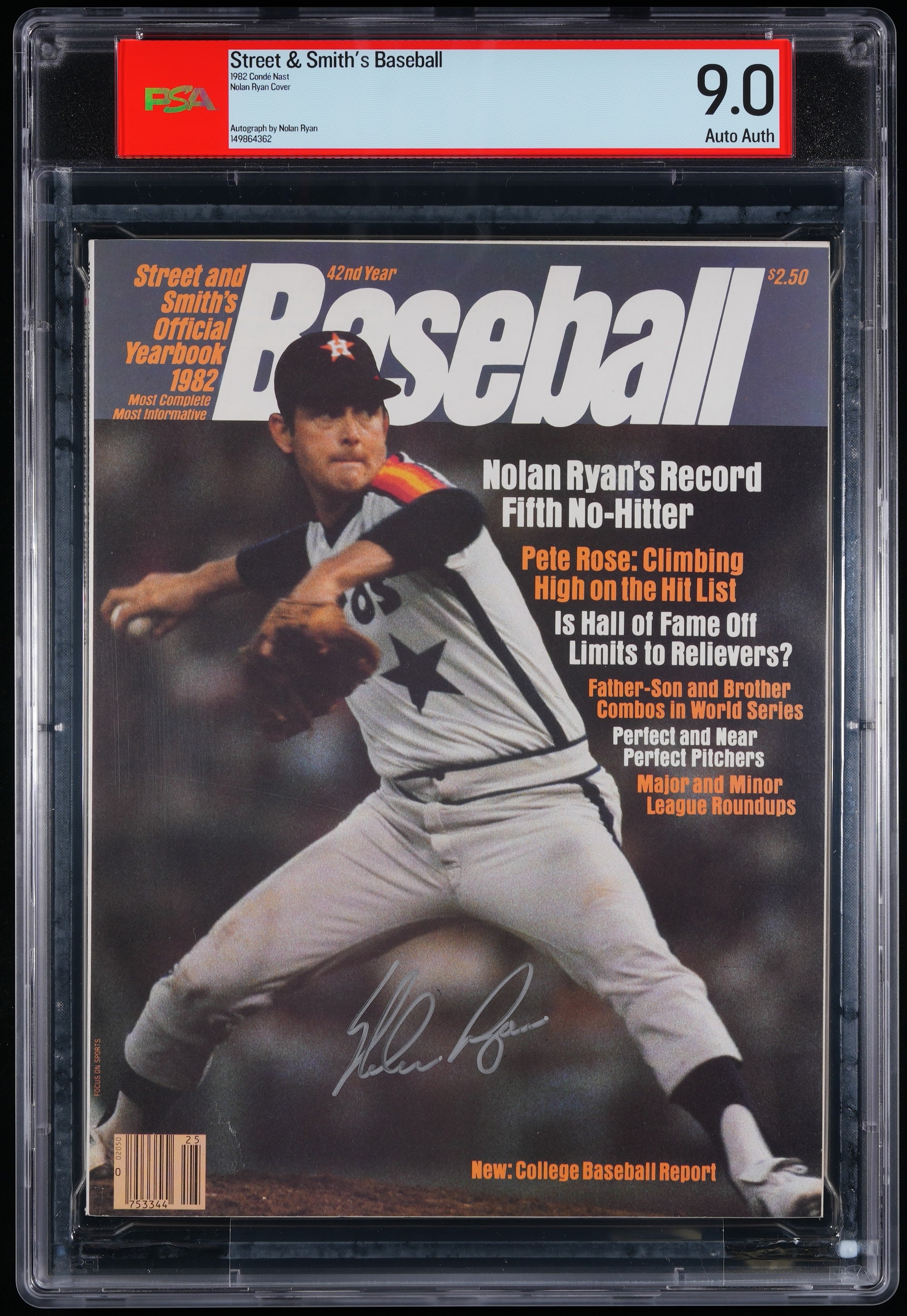 1982 Nolan Ryan Street & Smith's Autographed – PSA 9