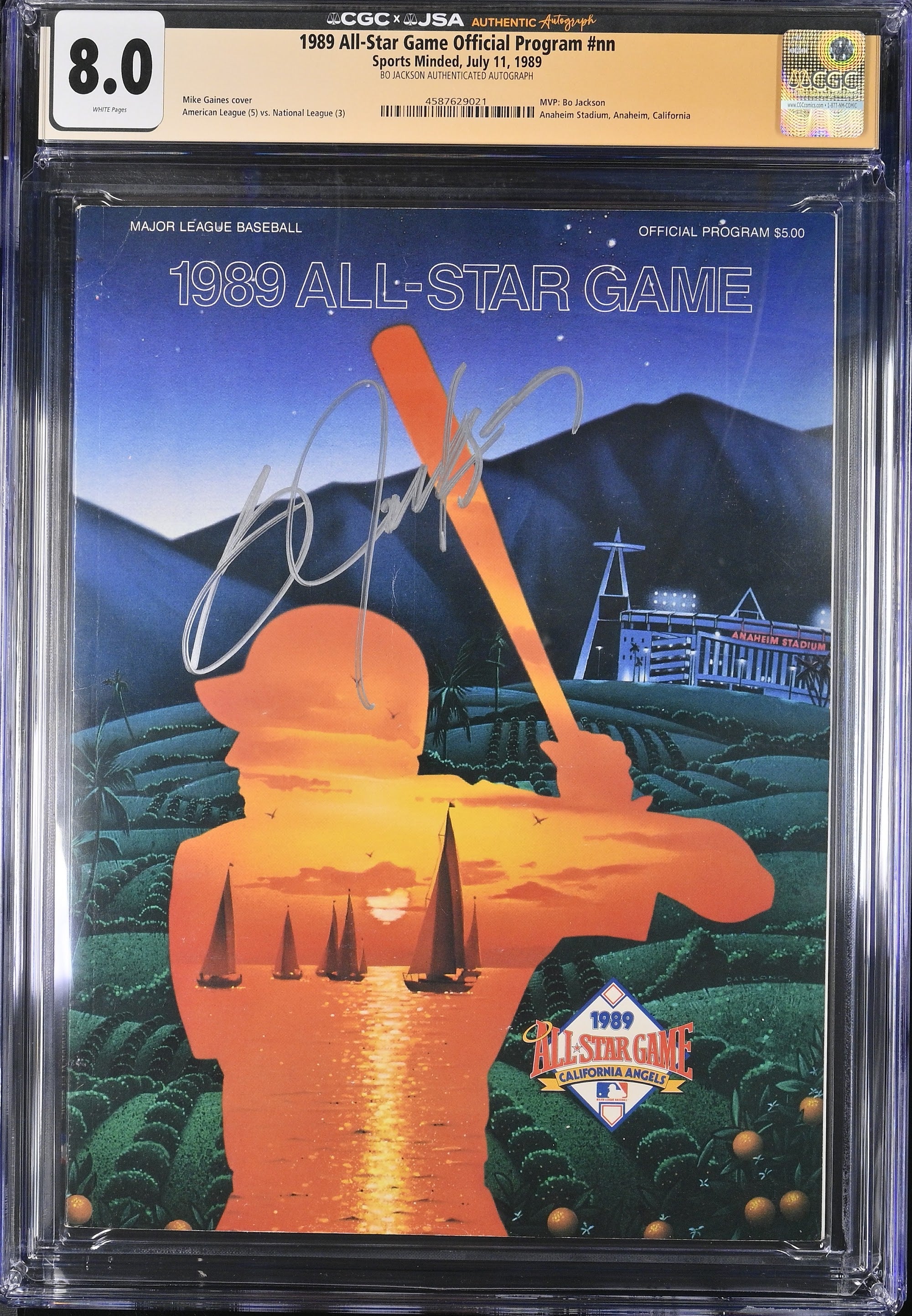 1989 Bo Jackson MLB All-Star Game Program Autographed – CGC 8