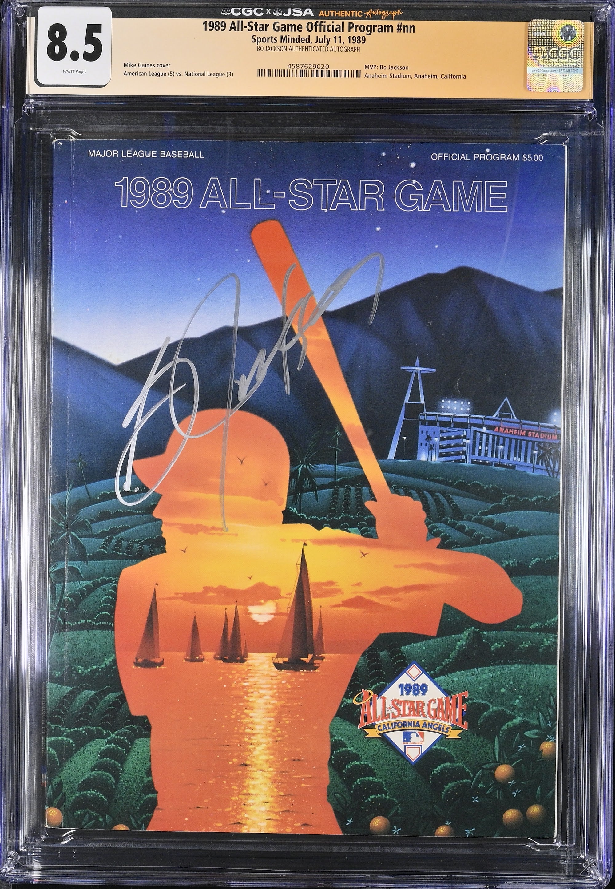 1989 Bo Jackson MLB All-Star Game Program Autographed – CGC 8.5