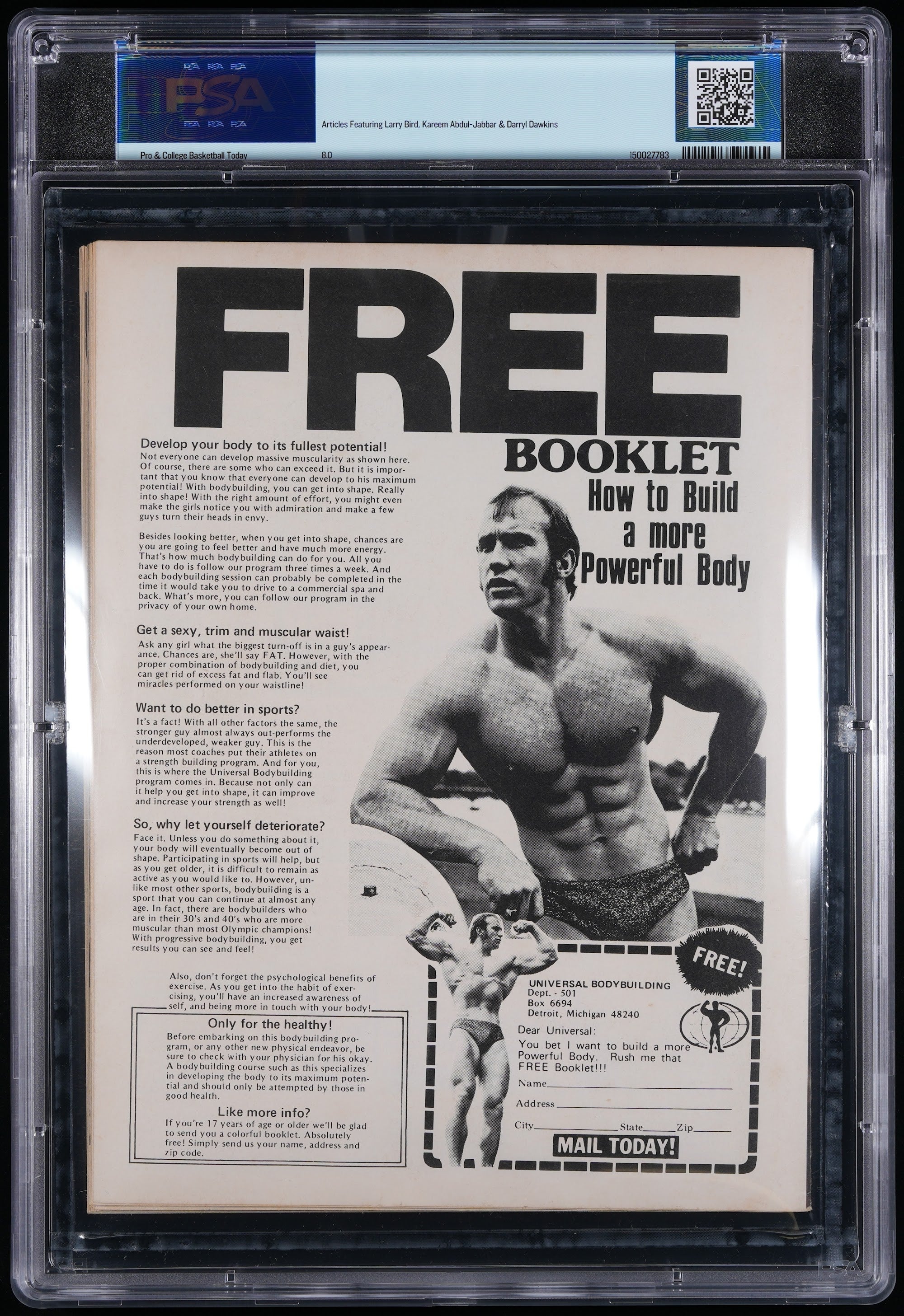 1980 Larry Bird Autographed – PSA 8 Newsstand