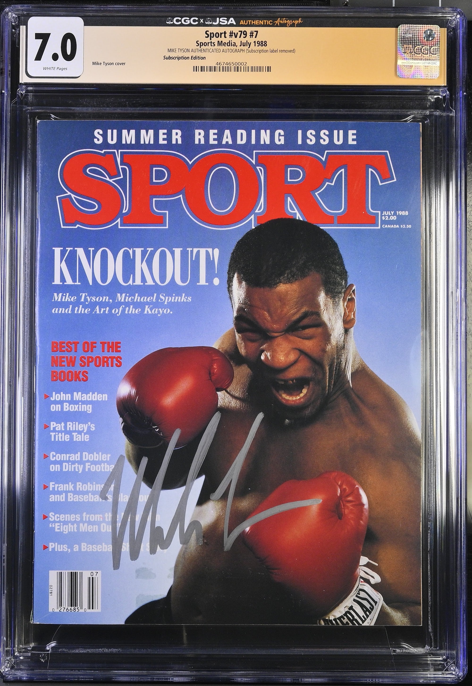 1988 Mike Tyson Sport Magazine Autographed – CGC 7 Subscription