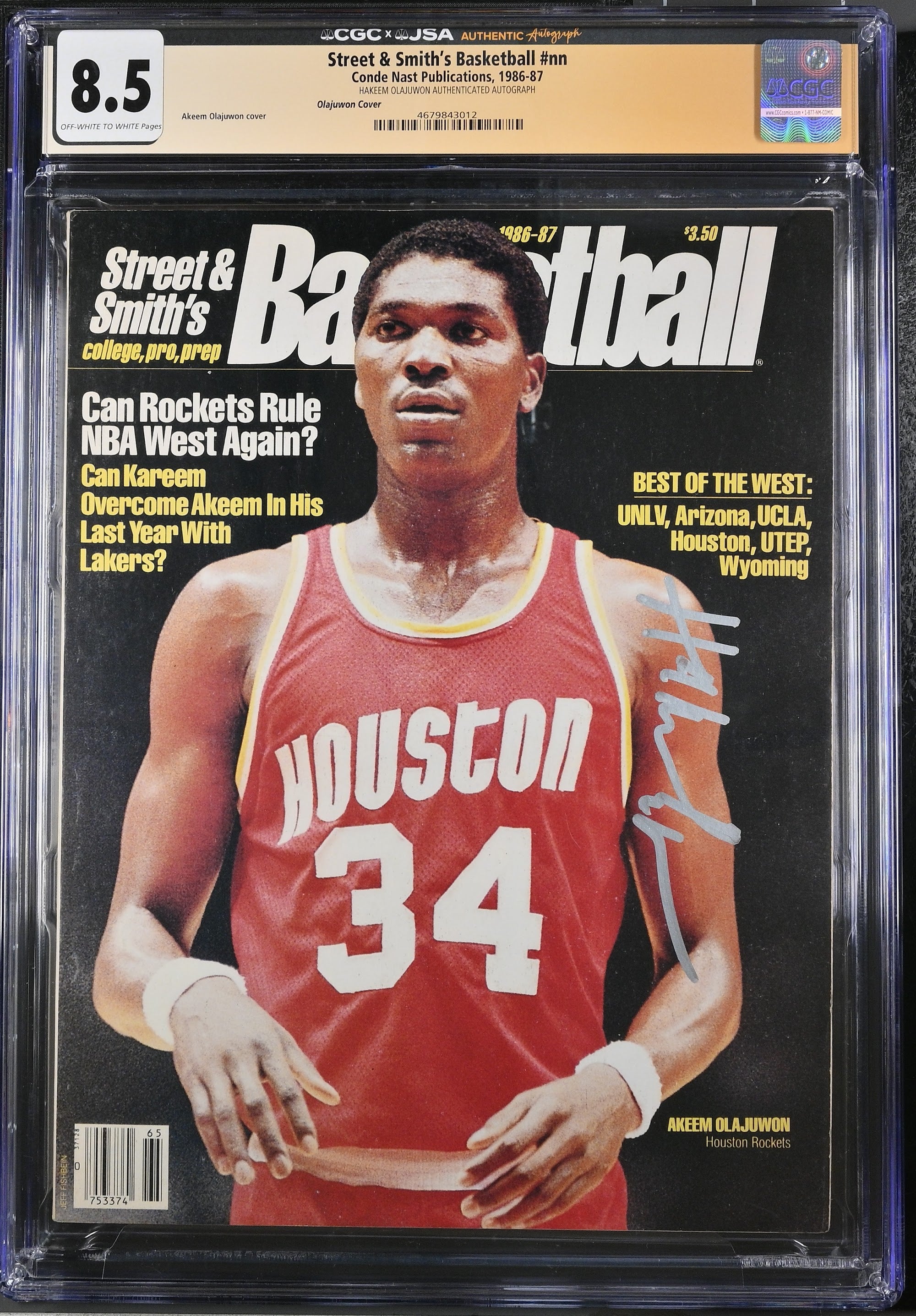 1986 Hakeem Olajuwon Street & Smith's Autographed – CGC 8.5