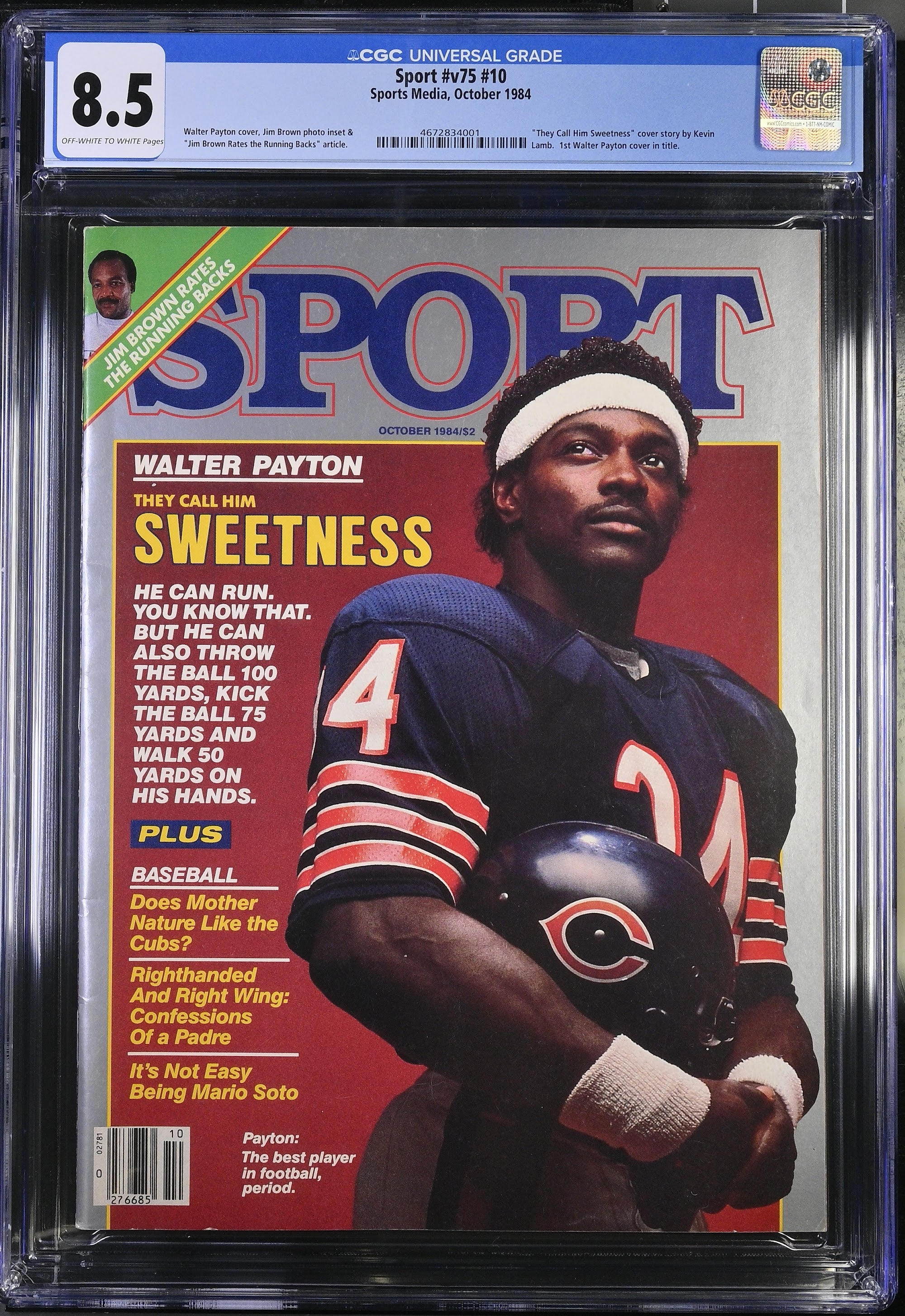 1984 Walter Payton Sport Magazine 1st Cover Top Pop – CGC 8.5 Newsstand
