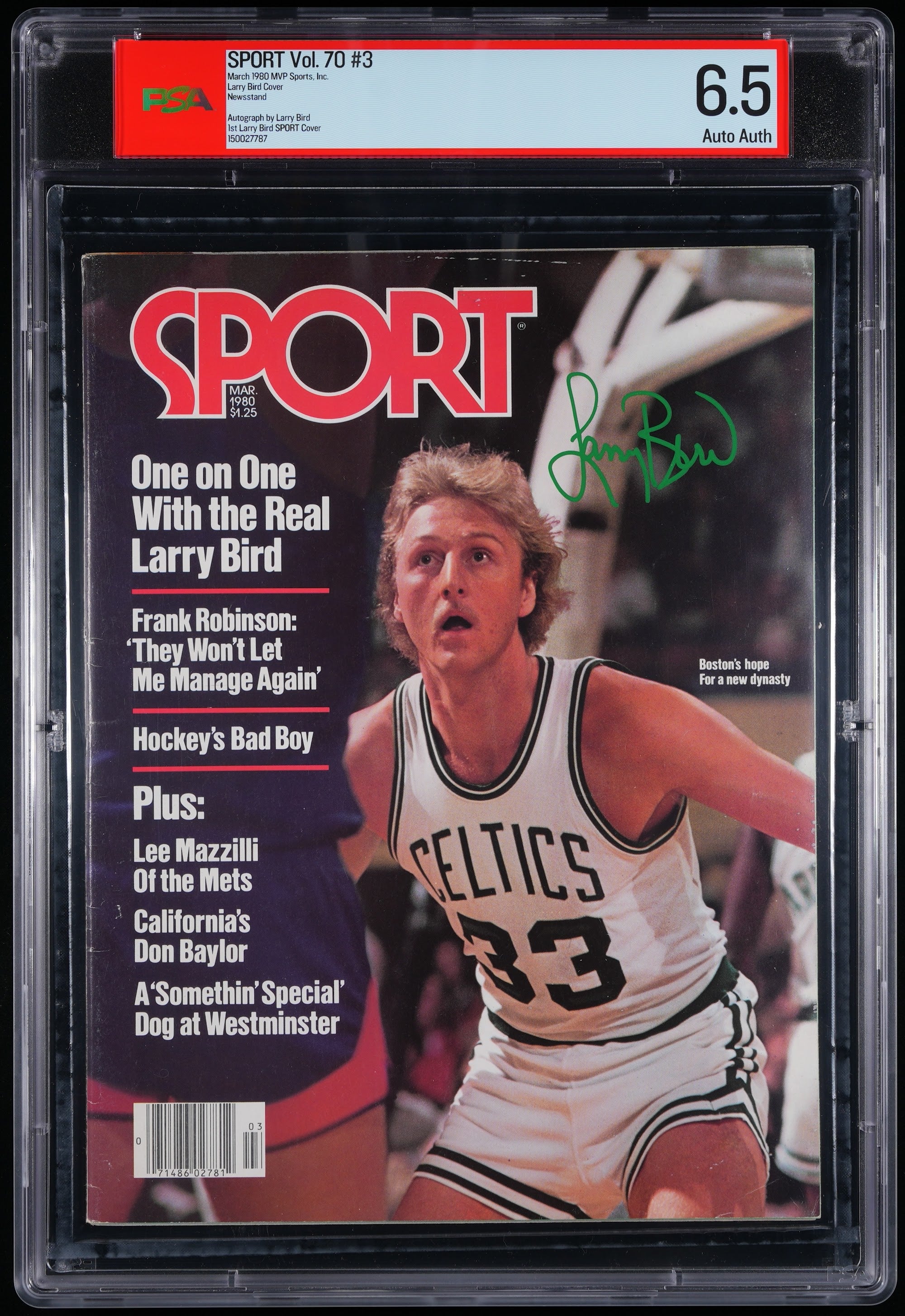 1980 Larry Bird 1st Cover Autographed – PSA 6.5 Newsstand