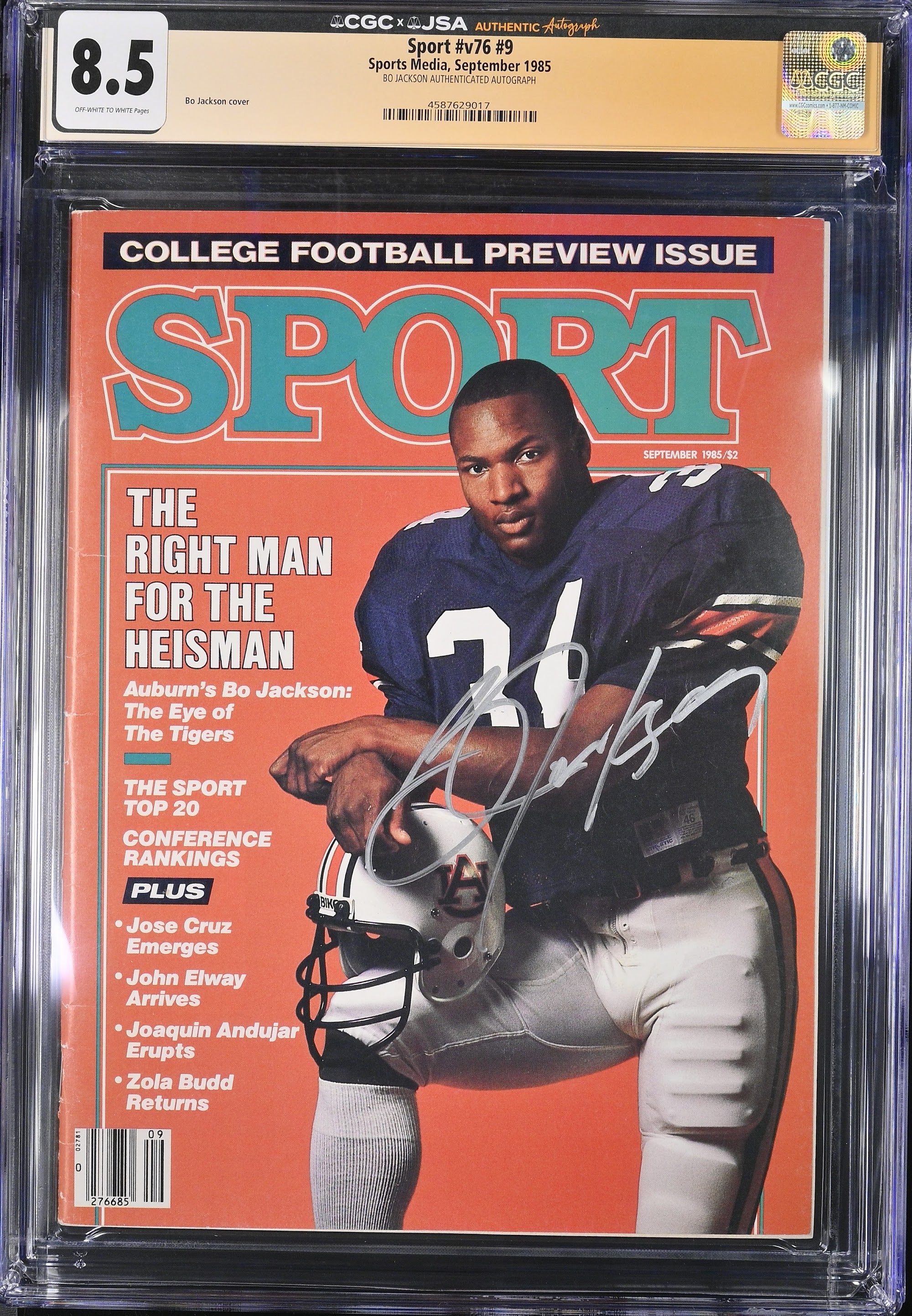 1985 Bo Jackson Sport Magazine Autographed – CGC 8.5 Newsstand