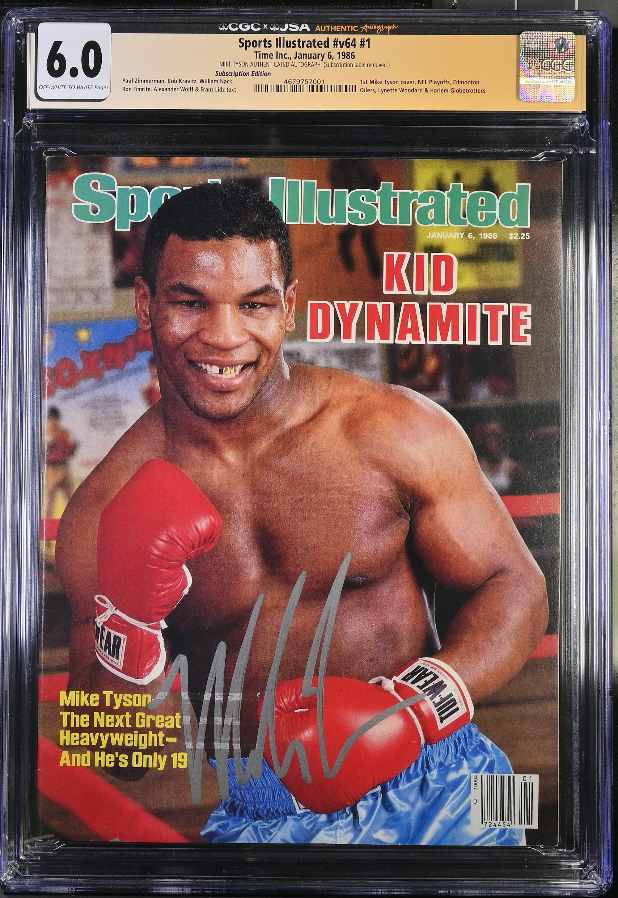 1986 Mike Tyson Sports Illustrated 1st Cover Autographed – CGC 6