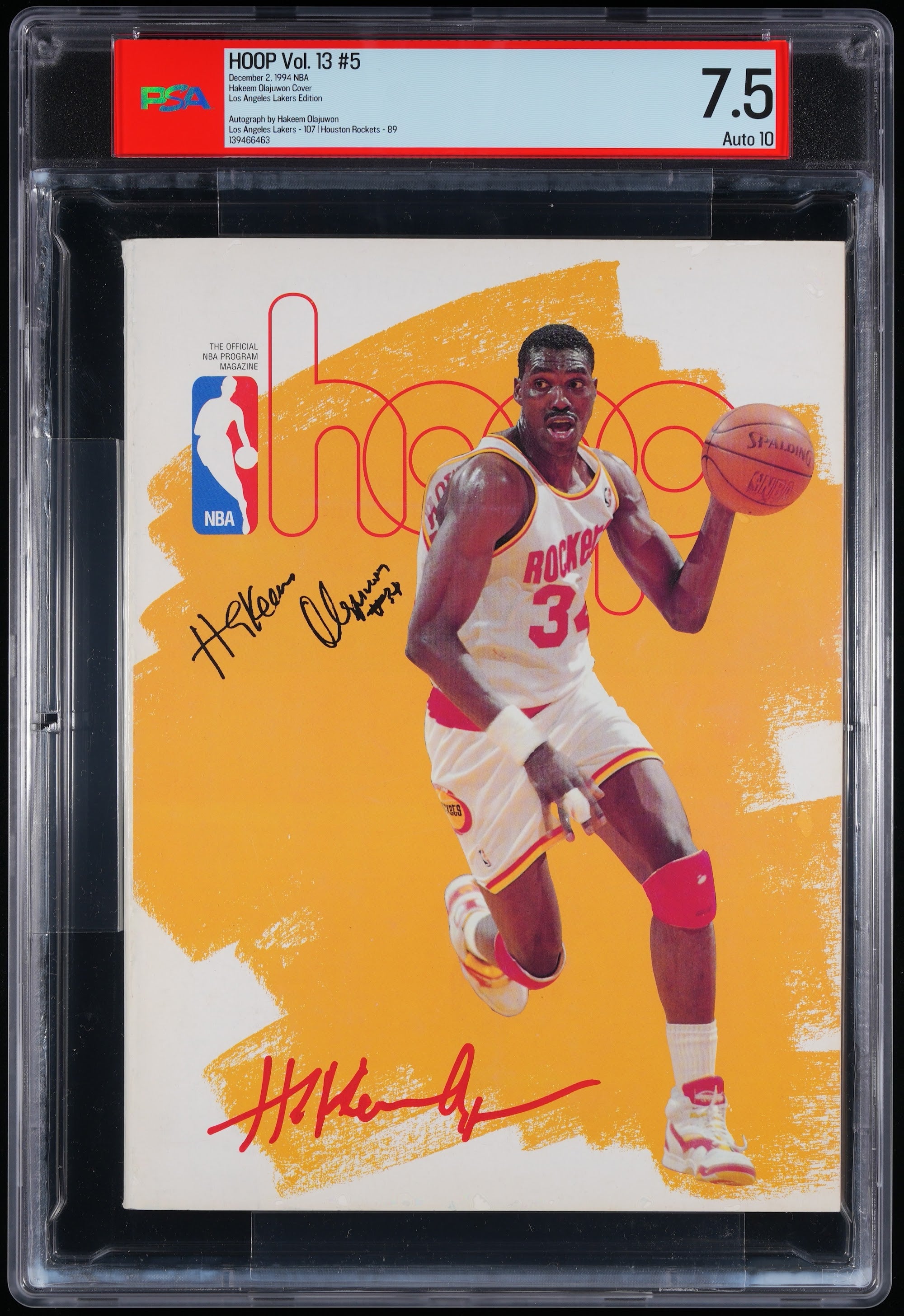 1994 Hakeem Olajuwon Autographed – PSA 7.5