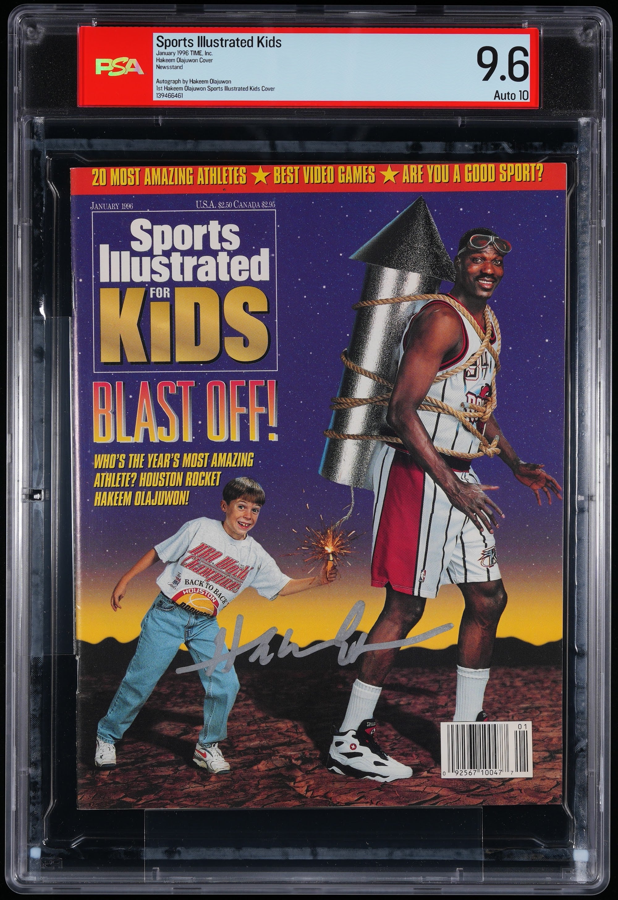 1996 Hakeem Olajuwon Sports Illustrated Autographed – PSA 9.6 Newsstand