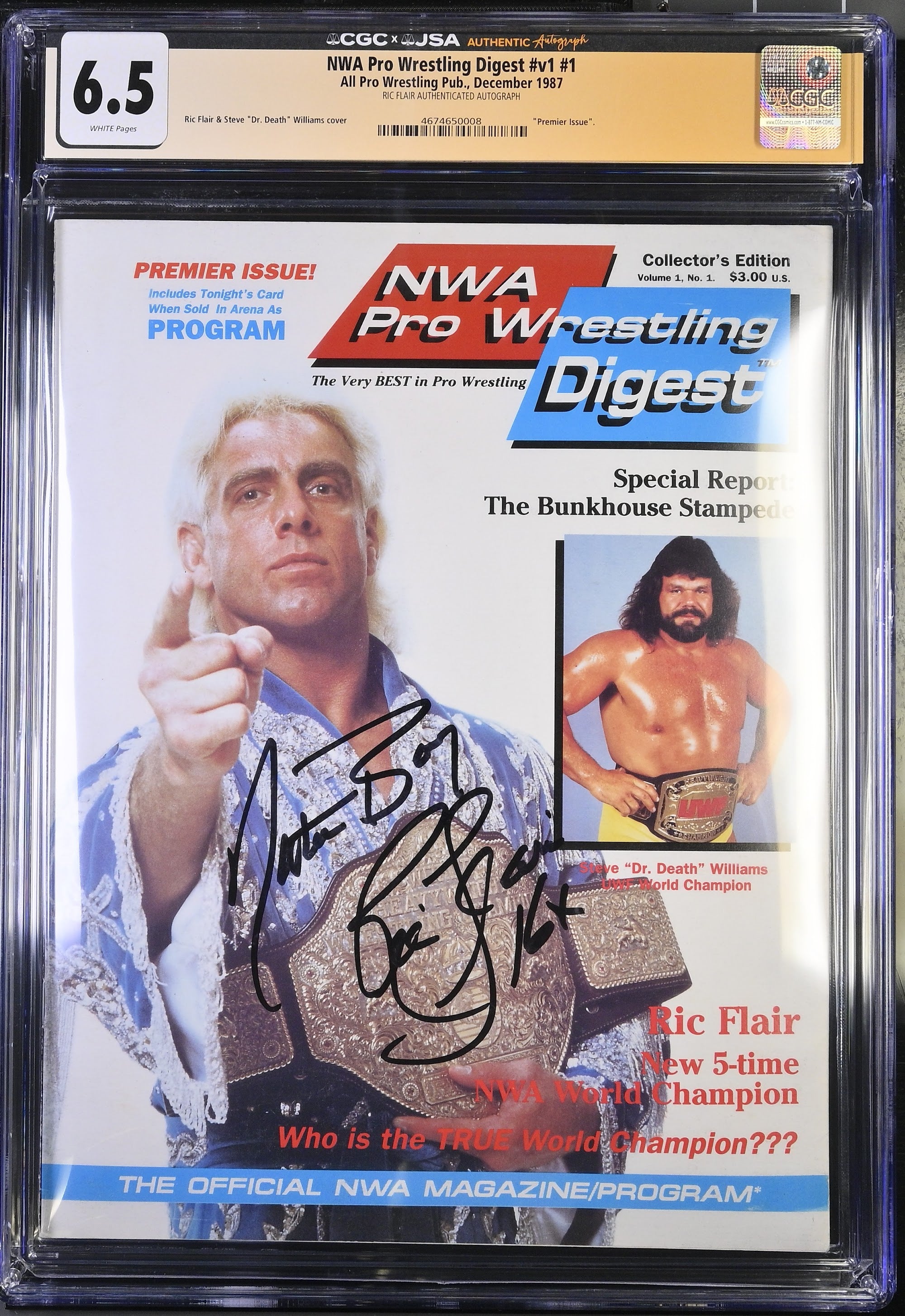 1987 Ric Flair NWA Wrestling Programs Autographed – CGC 6.5