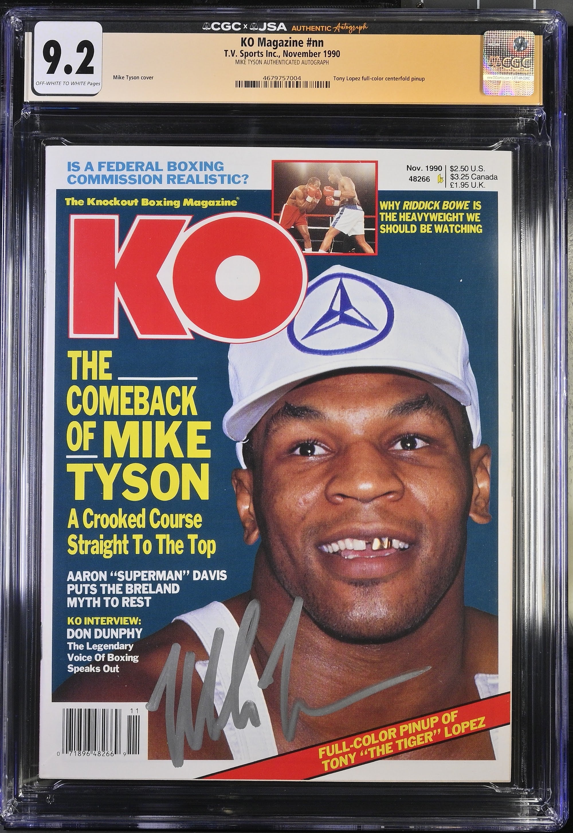 1990 Mike Tyson KO Boxing Magazine Autographed Top Pop – CGC 9.2 Newsstand