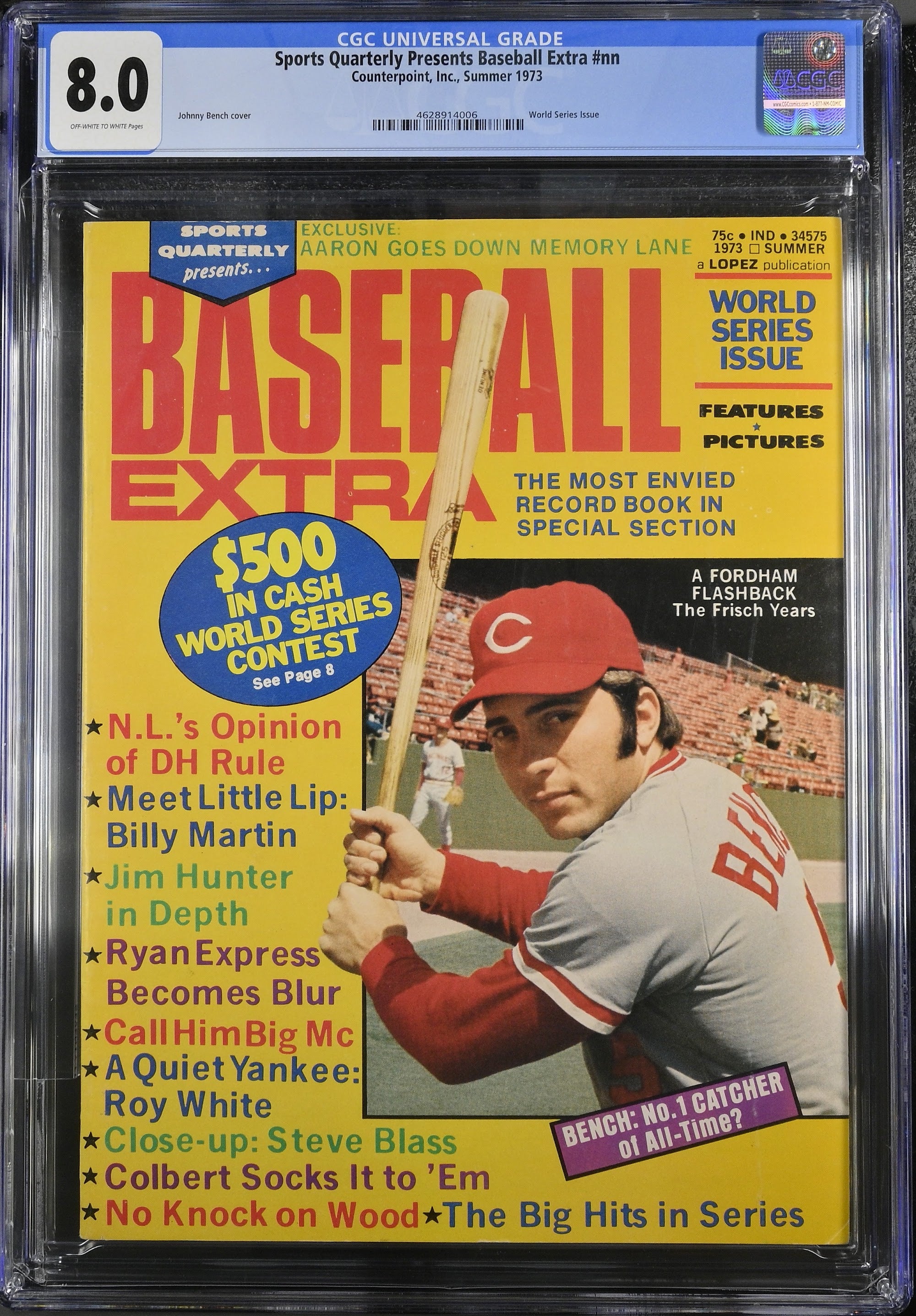 1973 Johnny Bench Top Pop – CGC 8