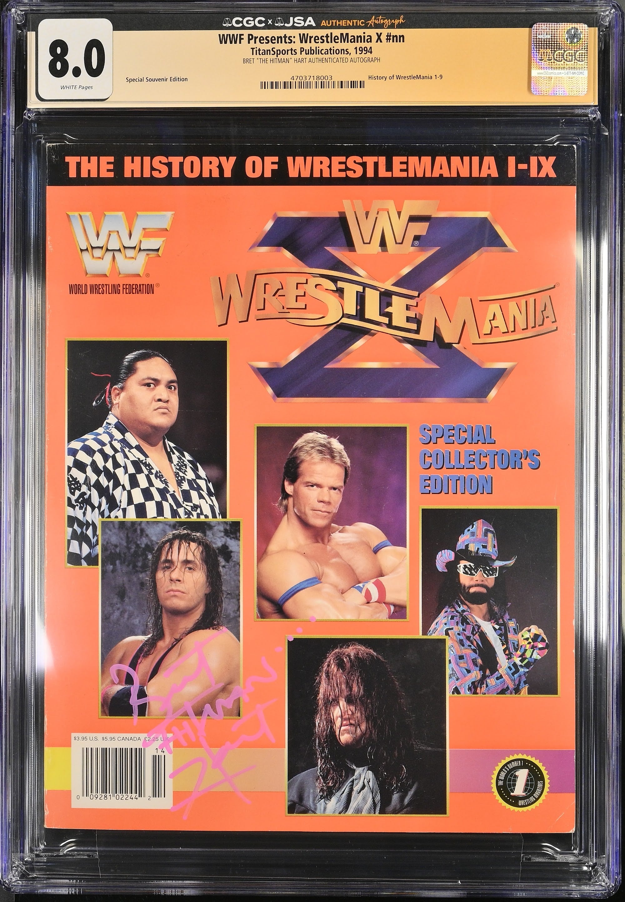 1994 WrestleMania Program Autographed Top Pop – CGC 8