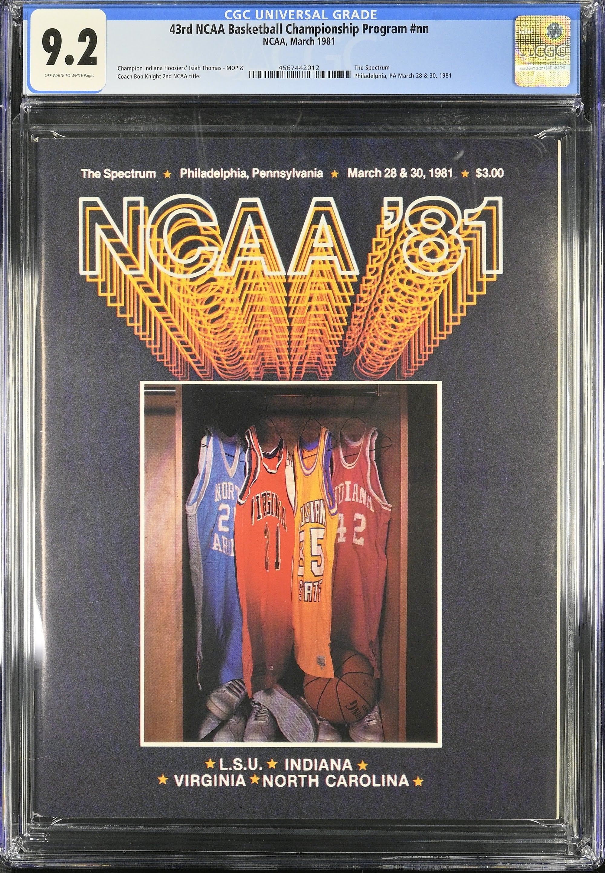 1981 NCAA Final Four Program Top Pop – CGC 9.2