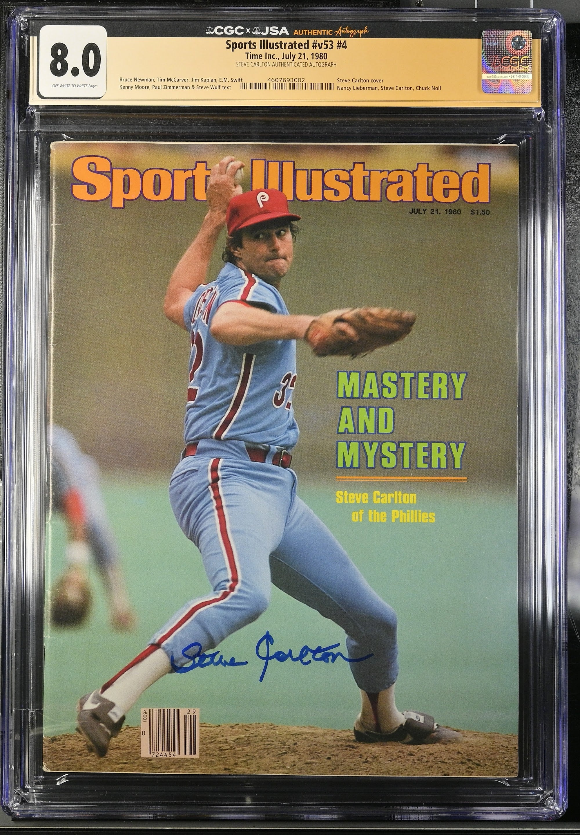 1980 Steve Carlton Sports Illustrated Autographed Top Pop – CGC 8