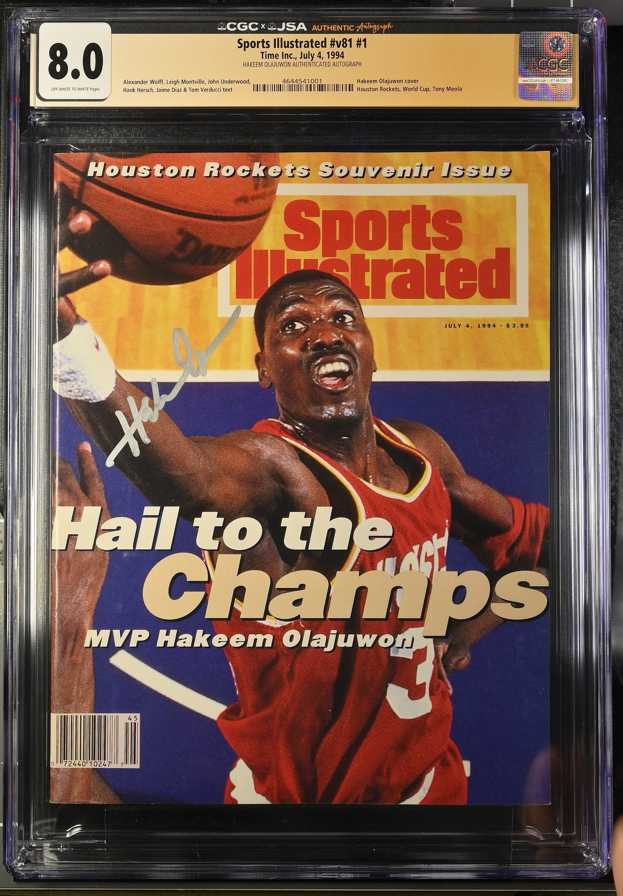 1994 Hakeem Olajuwon Sports Illustrated Autographed – CGC 8 Newsstand