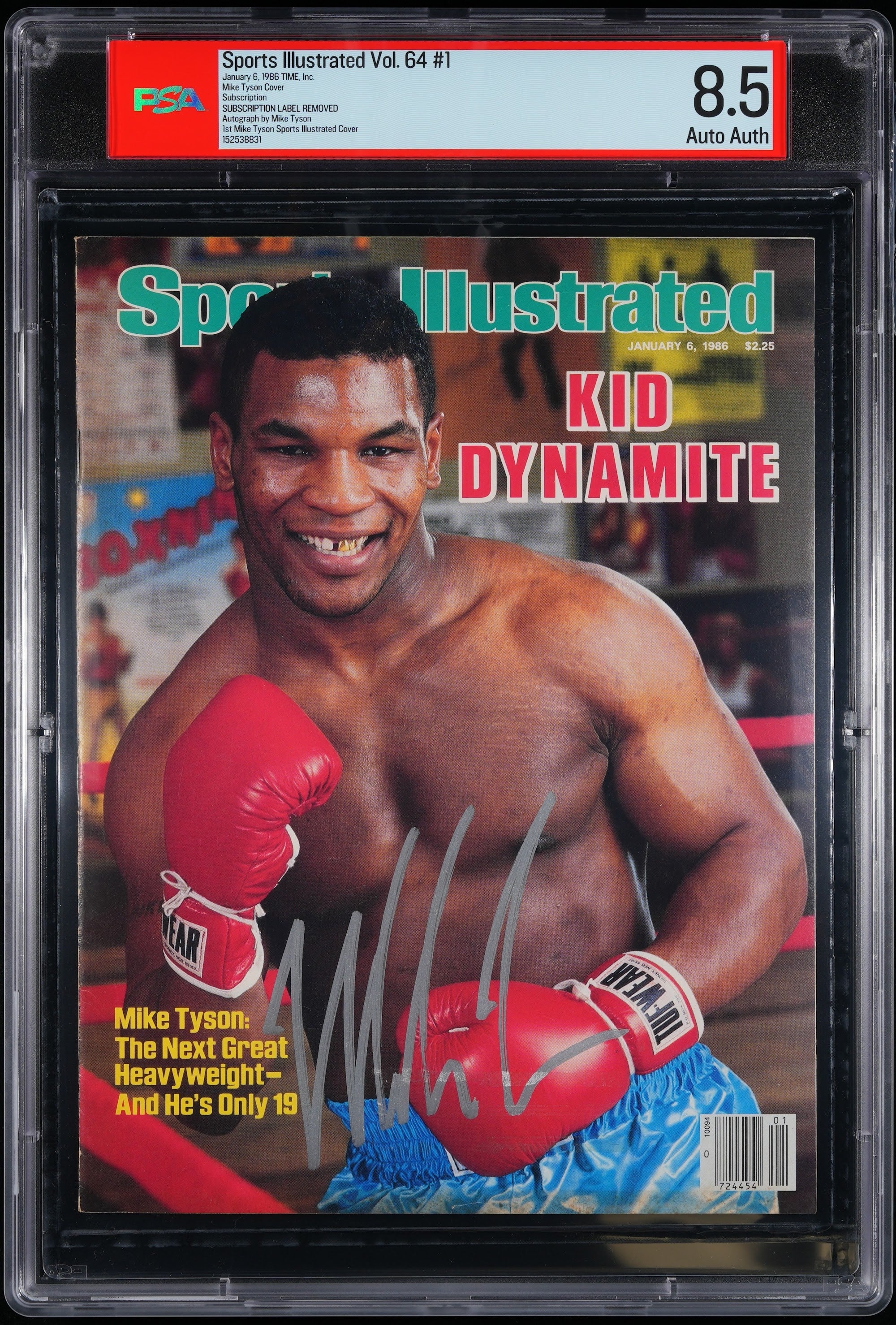 1986 Mike Tyson Sports Illustrated 1st Cover Autographed – PSA 8.5