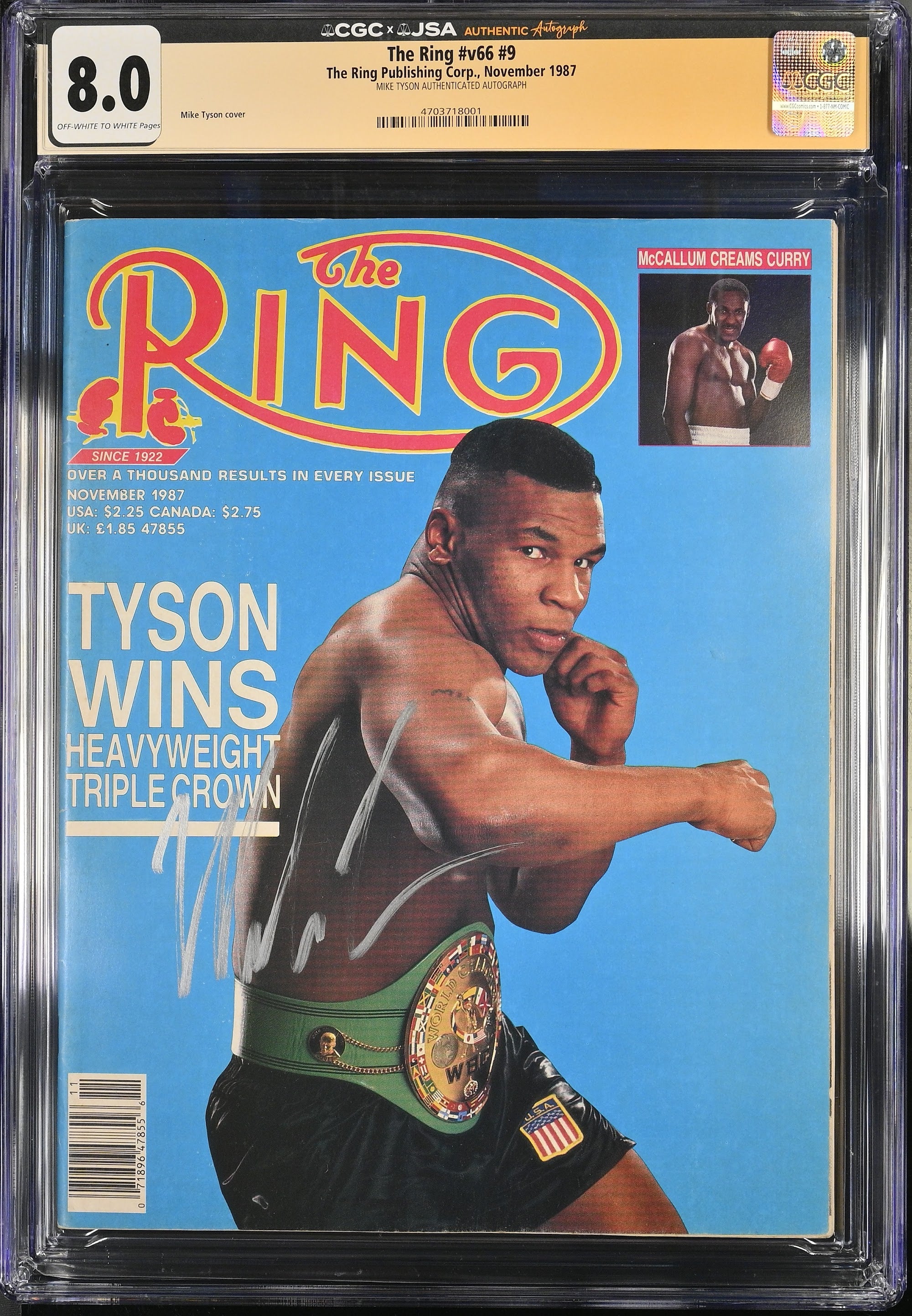 1987 Mike Tyson Autographed Top Pop – CGC 8