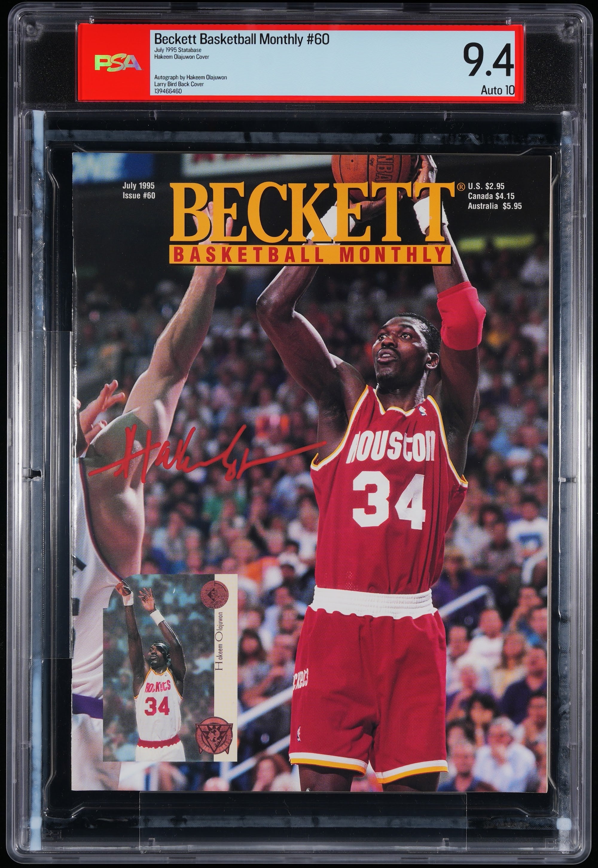 1995 Hakeem Olajuwon Beckett Autographed – PSA 9.4