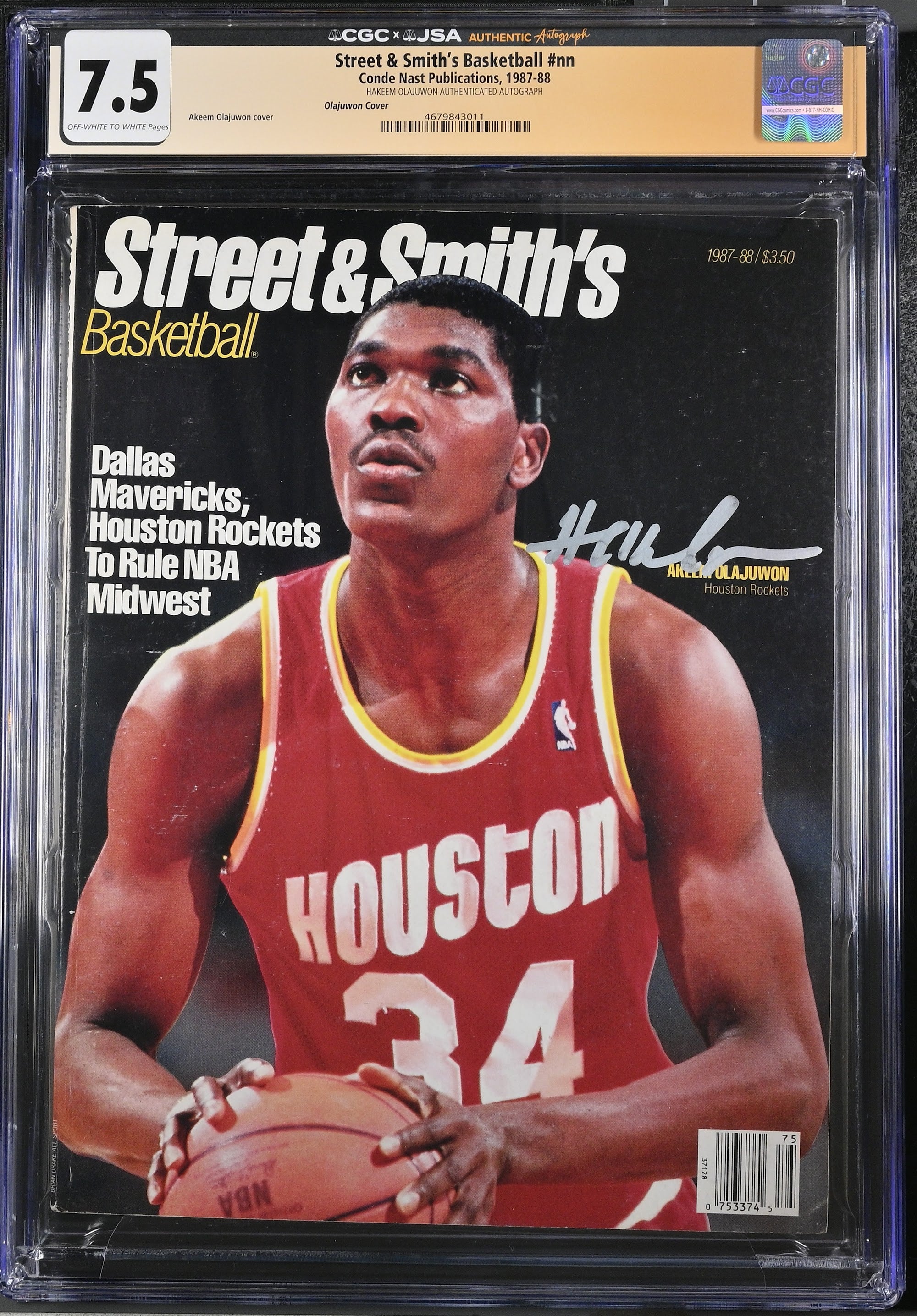 1987 Hakeem Olajuwon Street & Smith's Autographed – CGC 7.5
