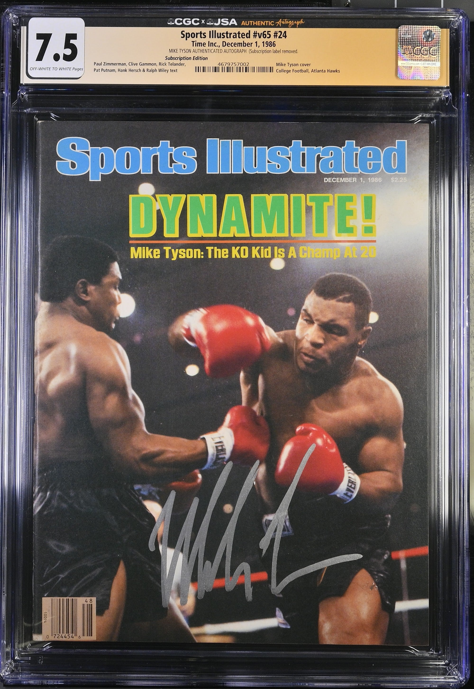 1986 Mike Tyson Sports Illustrated Autographed – CGC 7.5