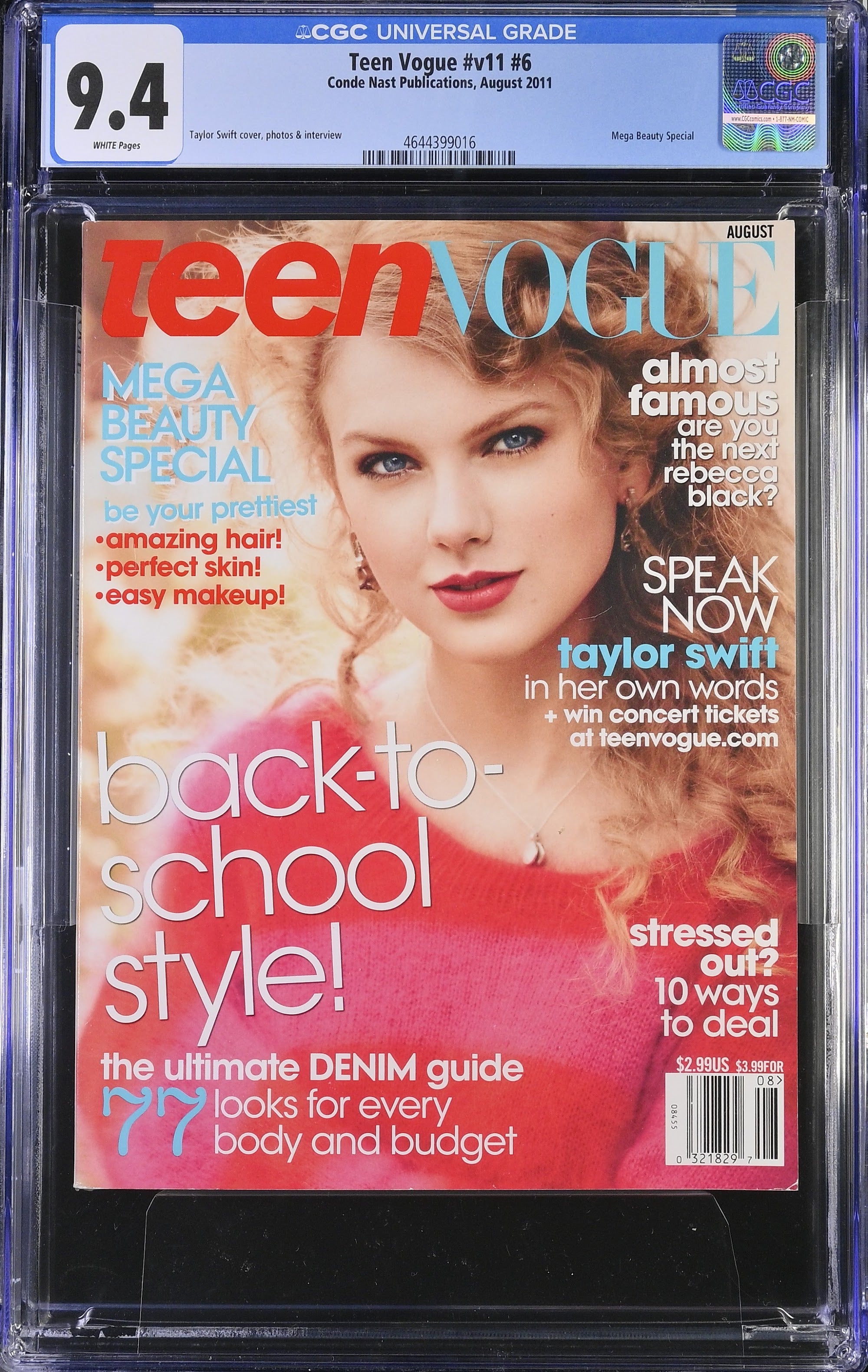 2011 Taylor Swift Teen Vogue Top Pop – CGC 9.4 Newsstand