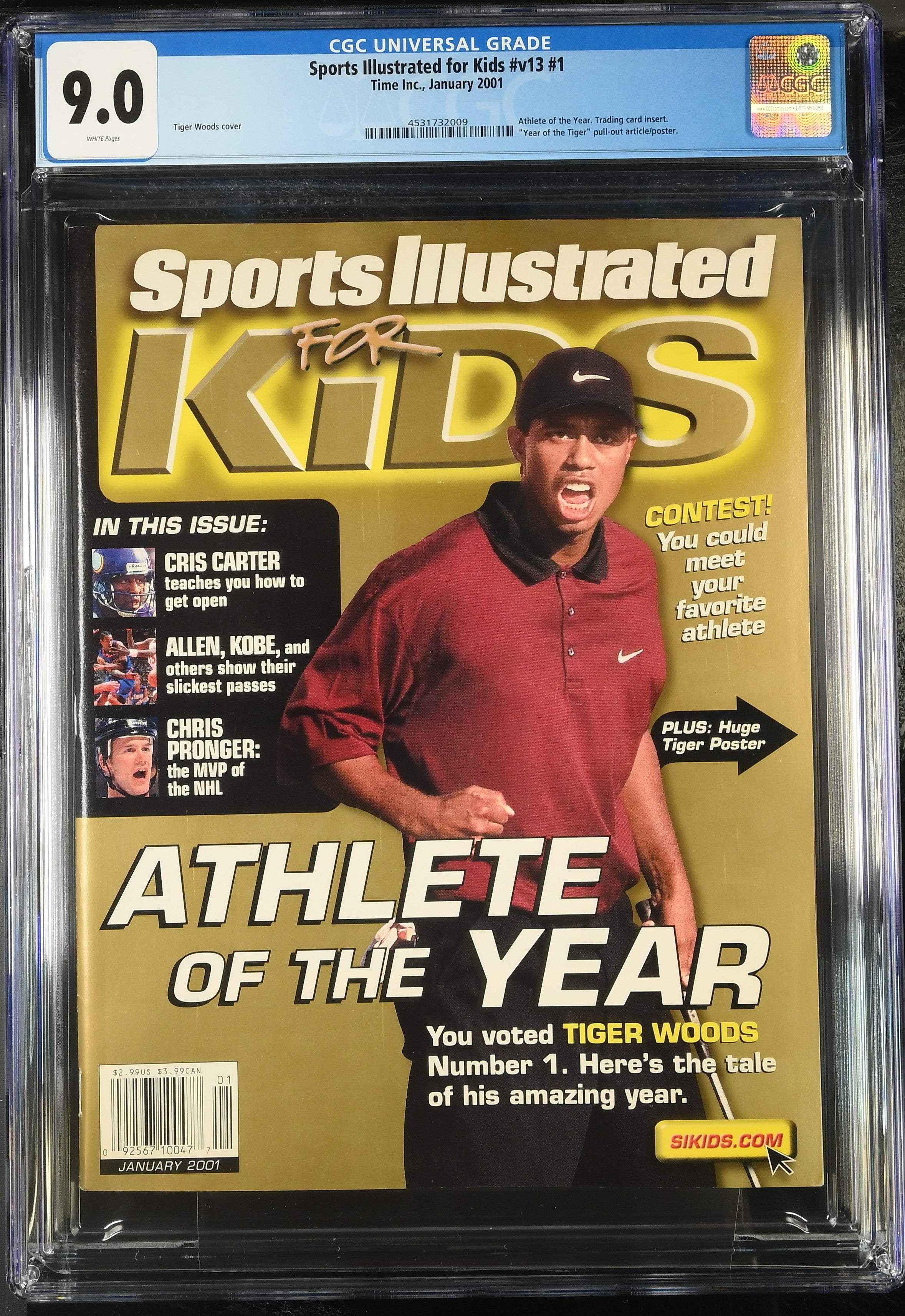 2001 Tiger Woods Sports Illustrated for Kids Athlete of The Year – CGC 9