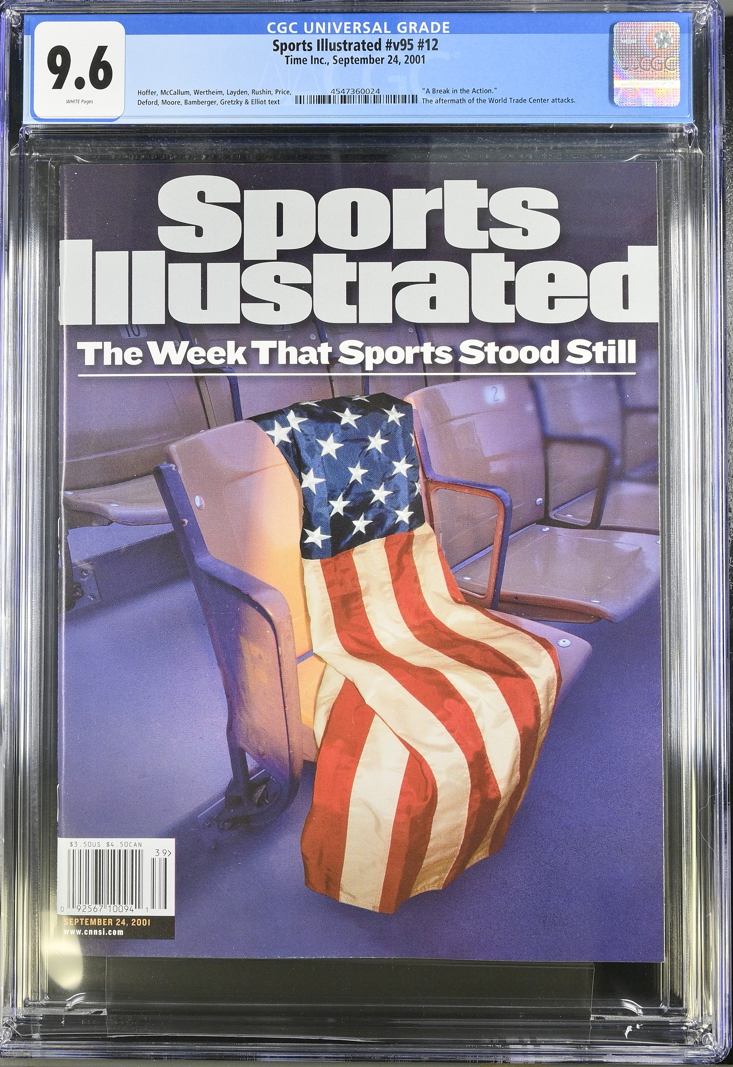 2001  "A Break in the Action." Sports Illustrated – CGC 9.6 Newsstand