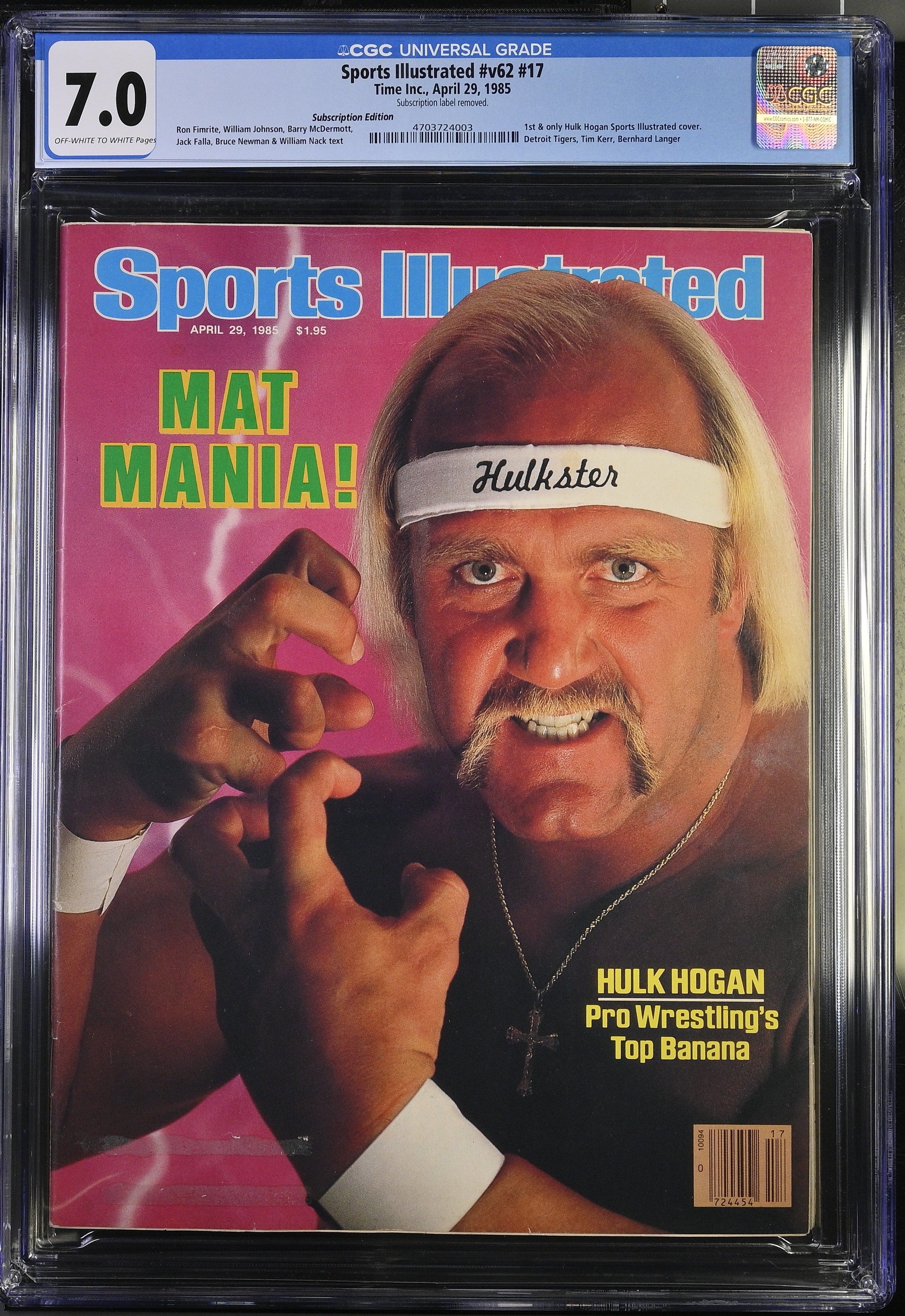 1985 Hulk Hogan Sports Illustrated 1st Cover – CGC 7 Subscription